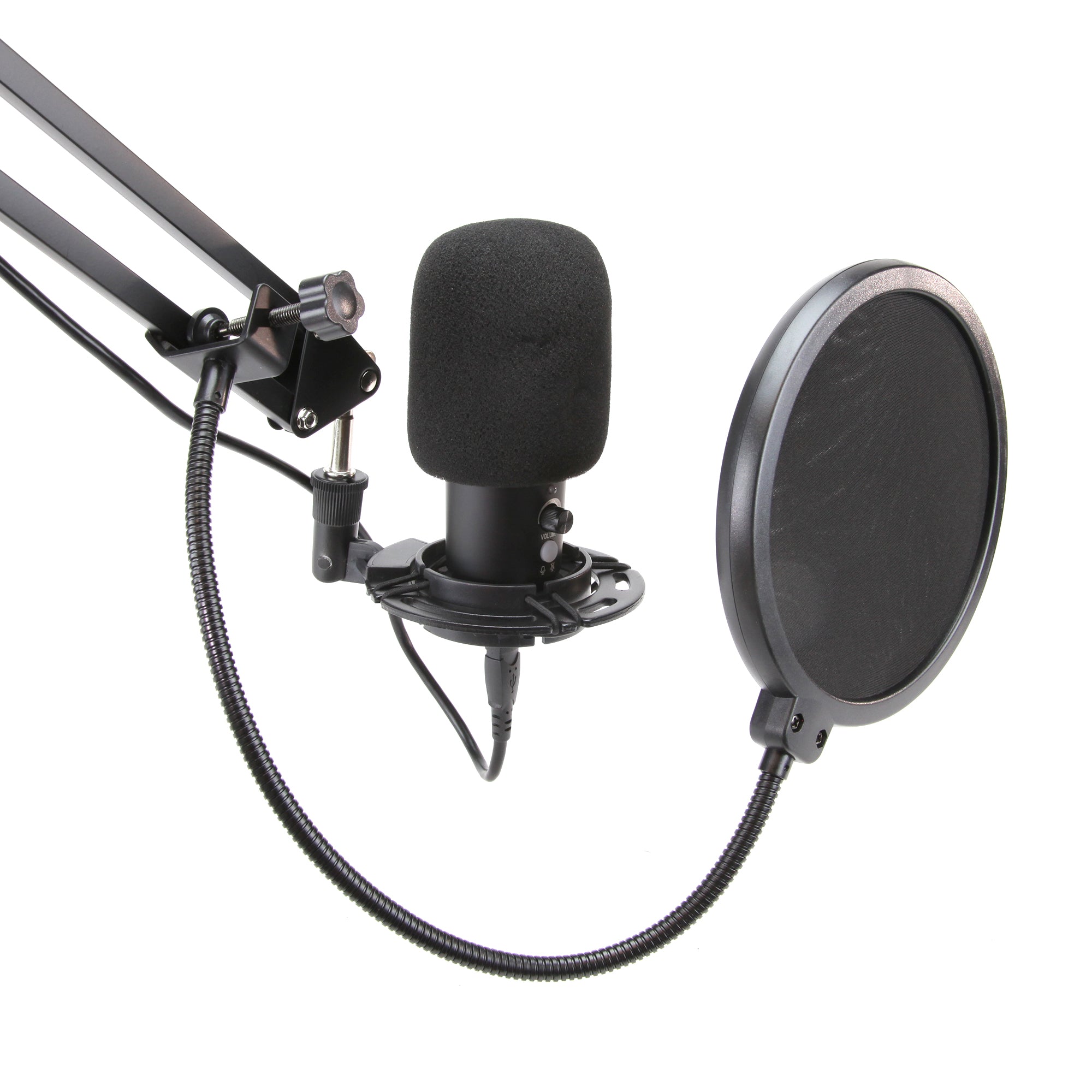 USB Gaming and Streaming Condenser Microphone
with Adjustable Arm, Pop Filter and Shock Mount