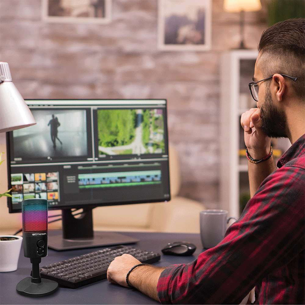 USB Gaming & Streaming Condenser Microphone with RGB Lighting