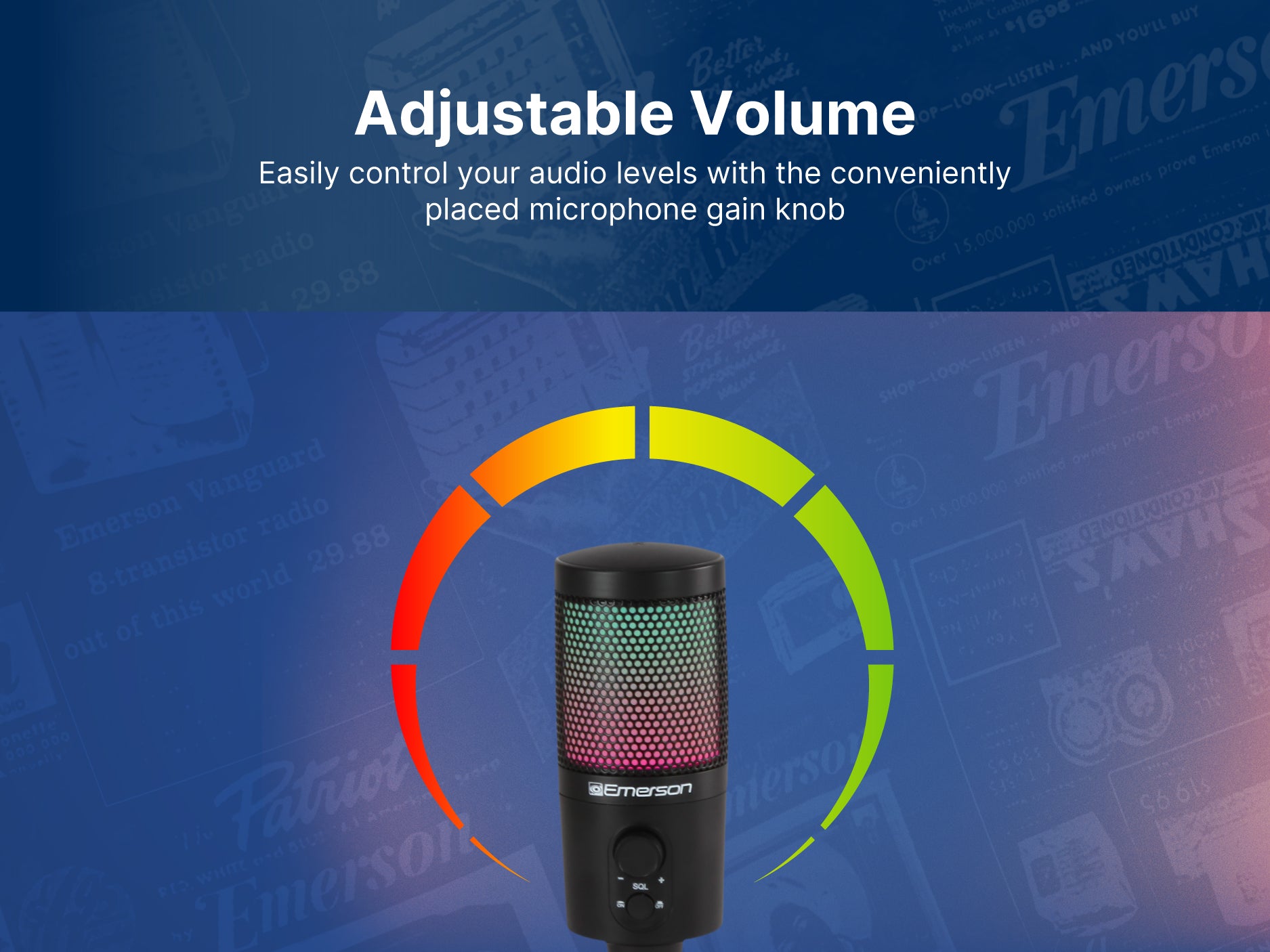 USB Gaming & Streaming Condenser Microphone with RGB Lighting