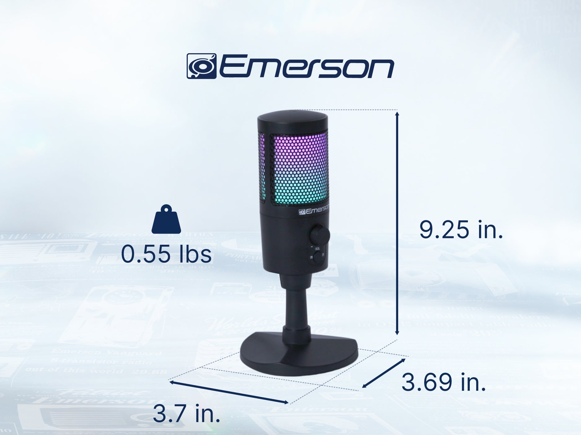 USB Gaming & Streaming Condenser Microphone with RGB Lighting