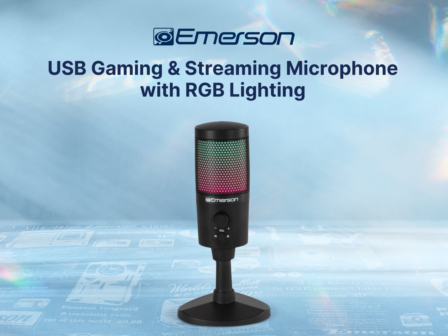 USB Gaming & Streaming Condenser Microphone with RGB Lighting