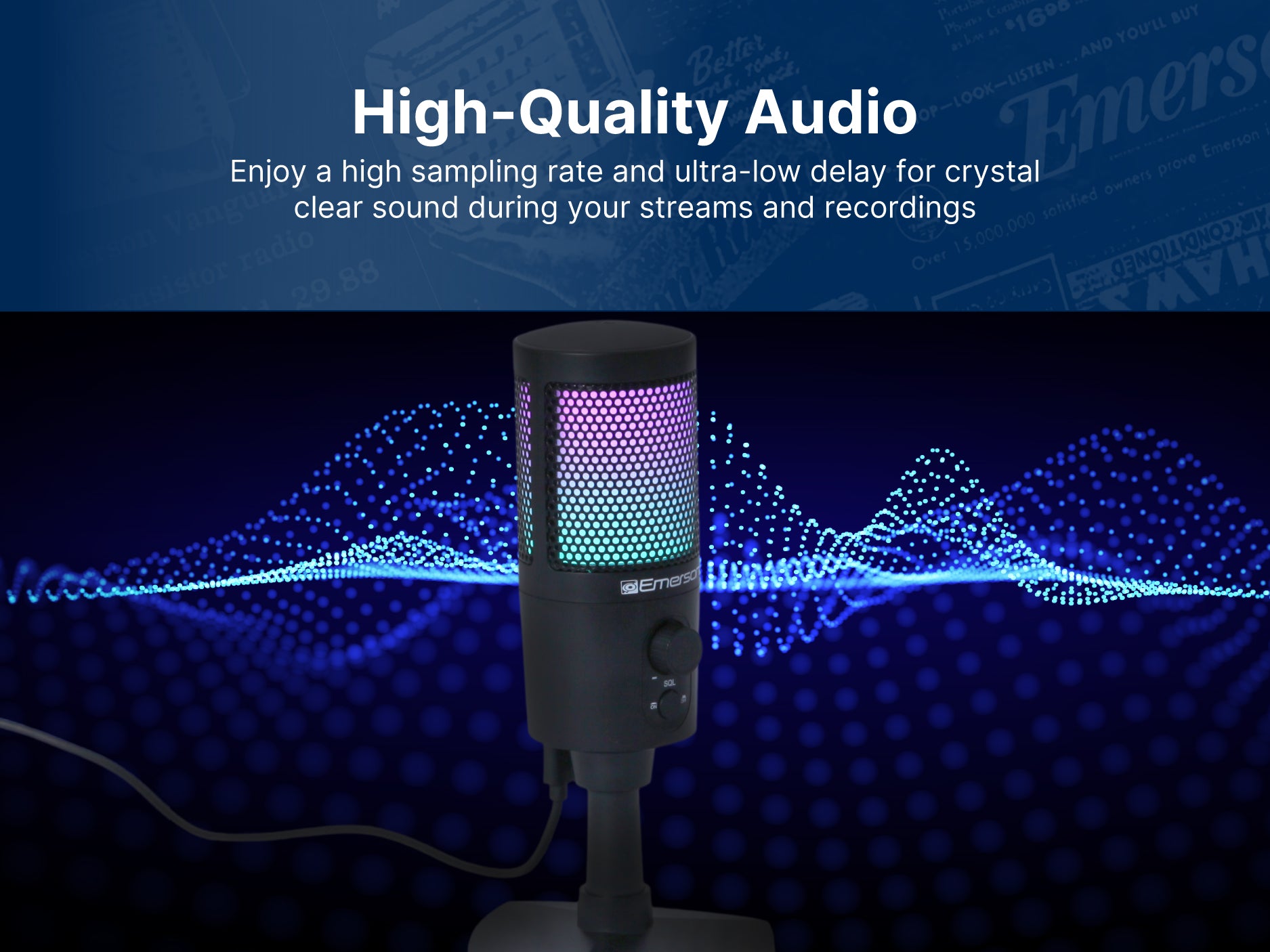 USB Gaming & Streaming Condenser Microphone with RGB Lighting