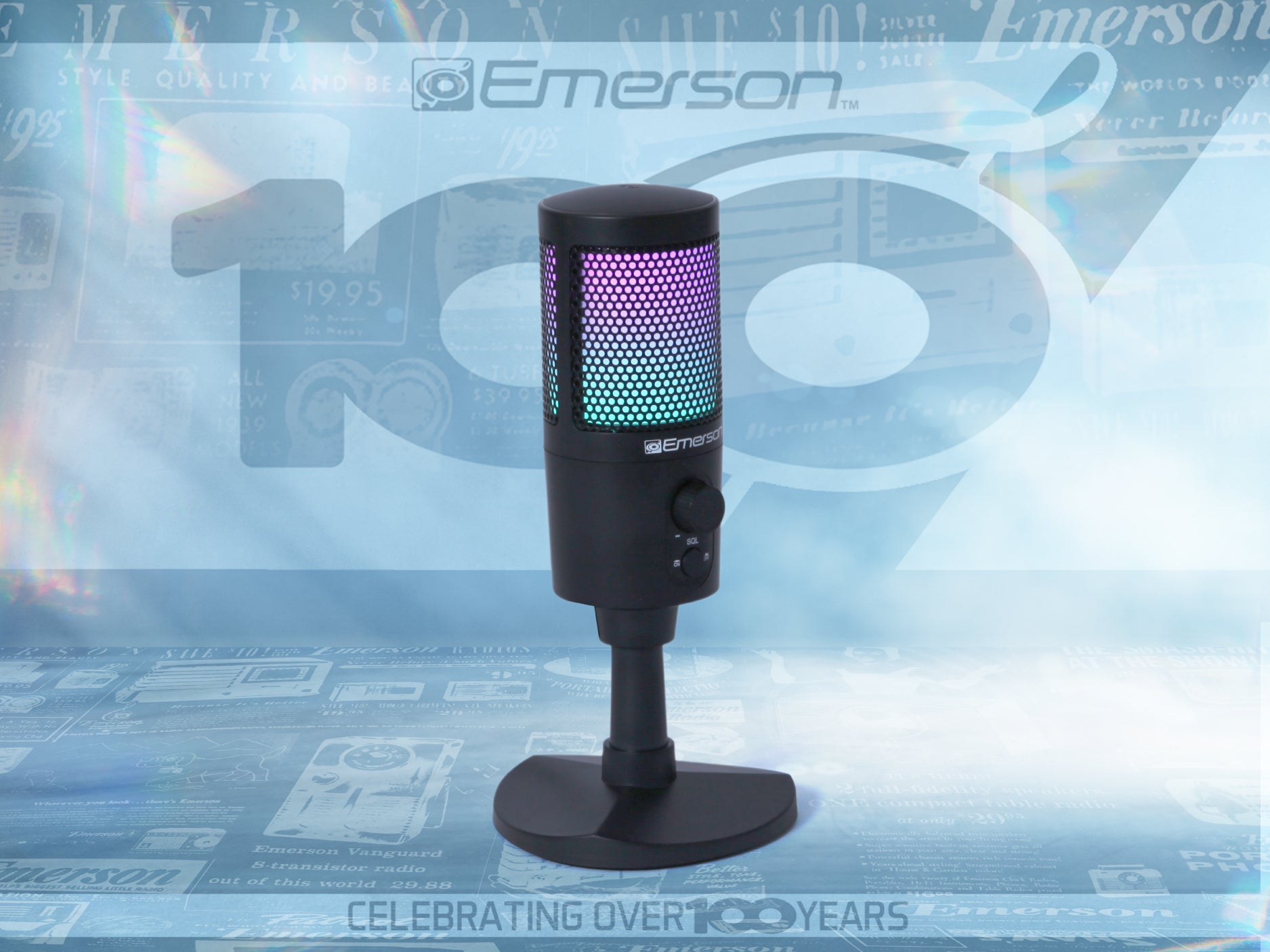 USB Gaming & Streaming Condenser Microphone with RGB Lighting