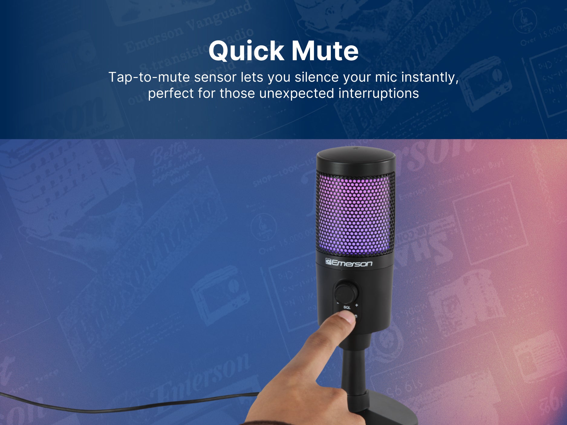 USB Gaming & Streaming Condenser Microphone with RGB Lighting