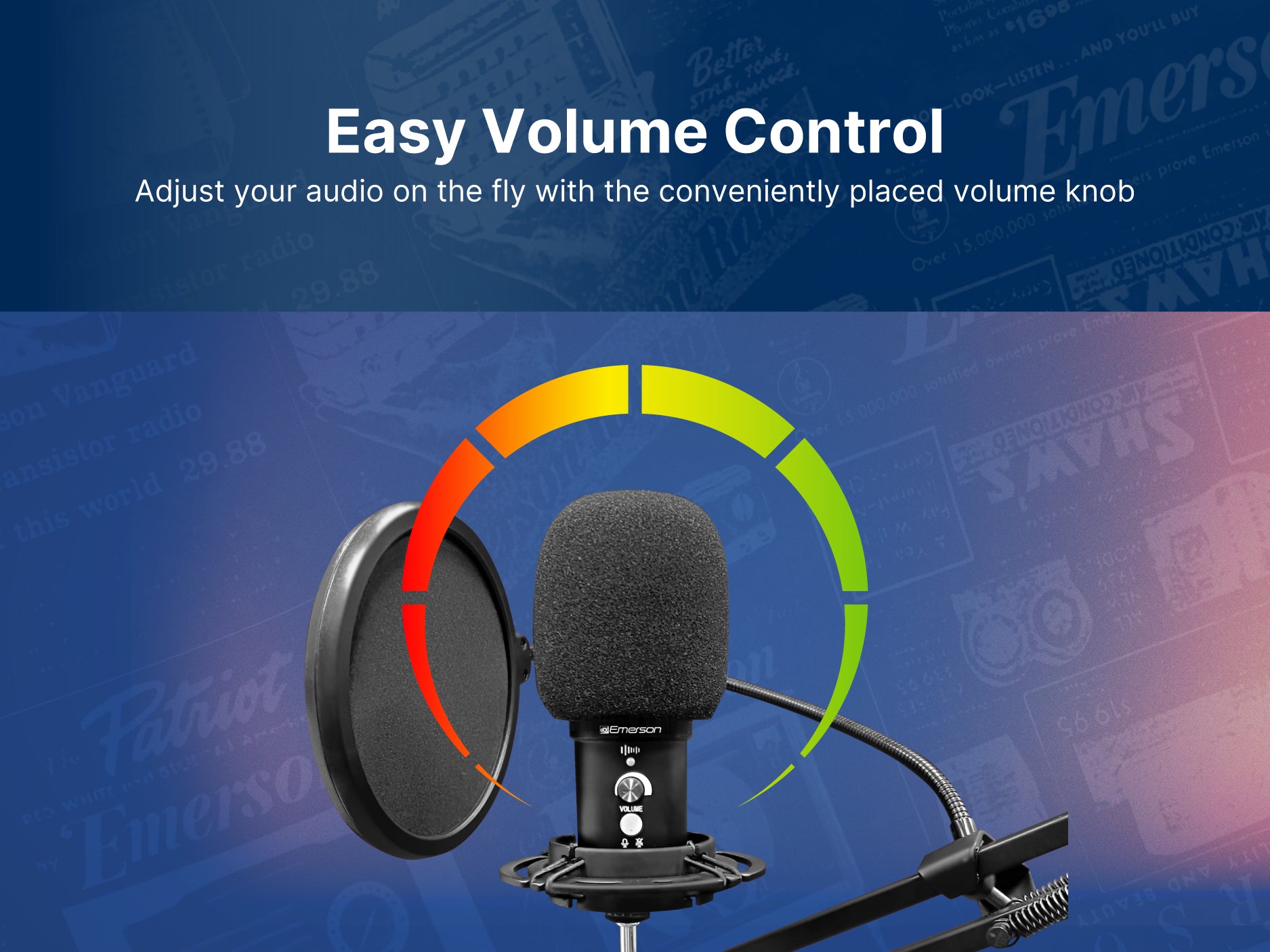USB Gaming and Streaming Condenser Microphone
with Adjustable Arm, Pop Filter and Shock Mount