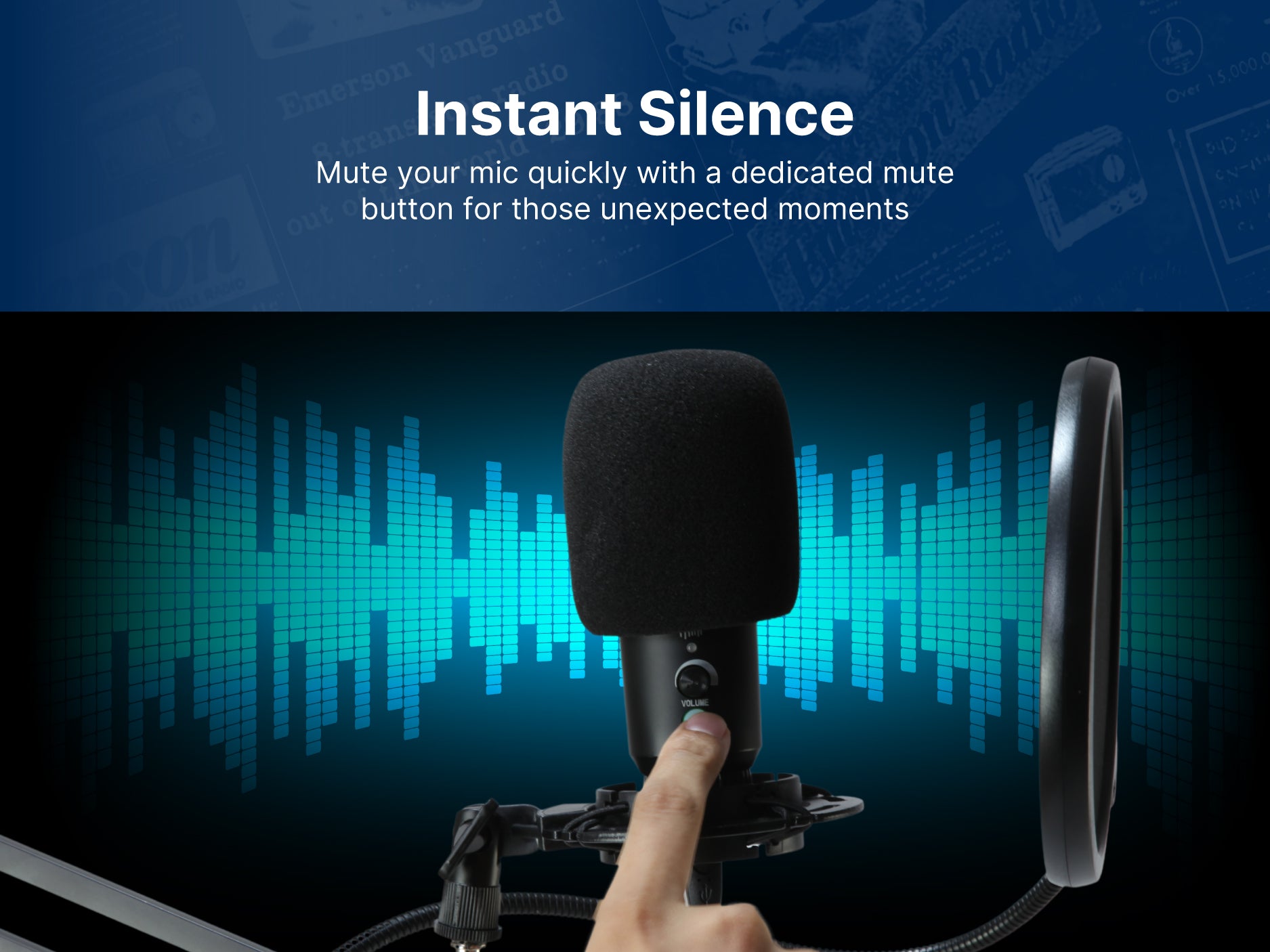 USB Gaming and Streaming Condenser Microphone
with Adjustable Arm, Pop Filter and Shock Mount