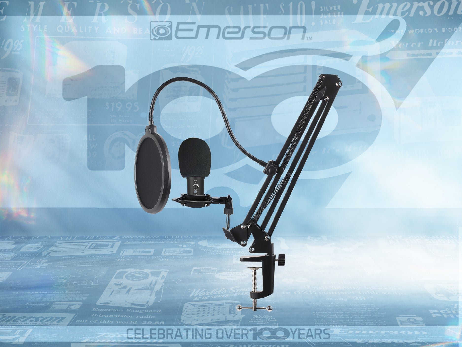 USB Gaming and Streaming Condenser Microphone
with Adjustable Arm, Pop Filter and Shock Mount