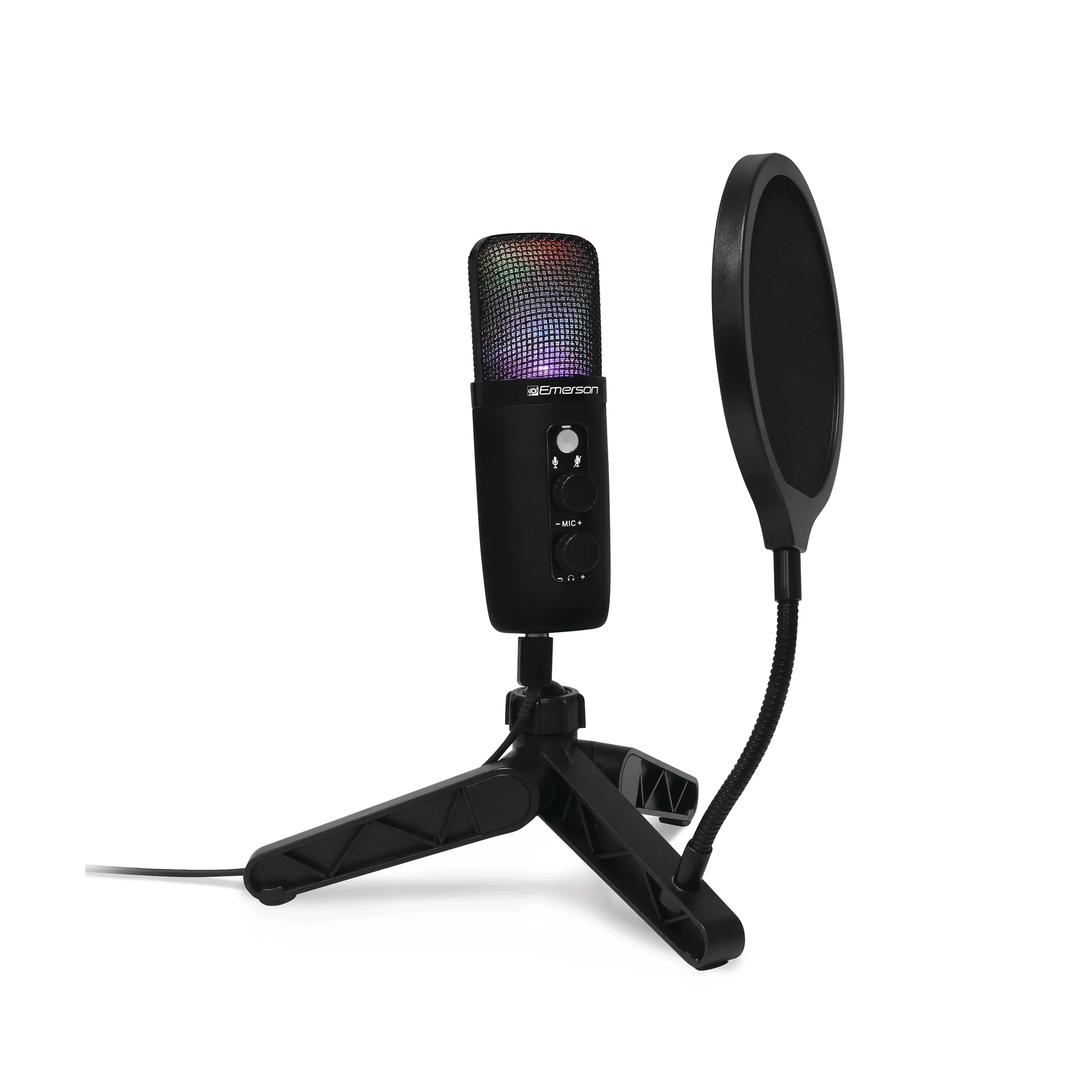 USB Gaming & Streaming Condenser Microphone with LED Lighting and Pop Filter