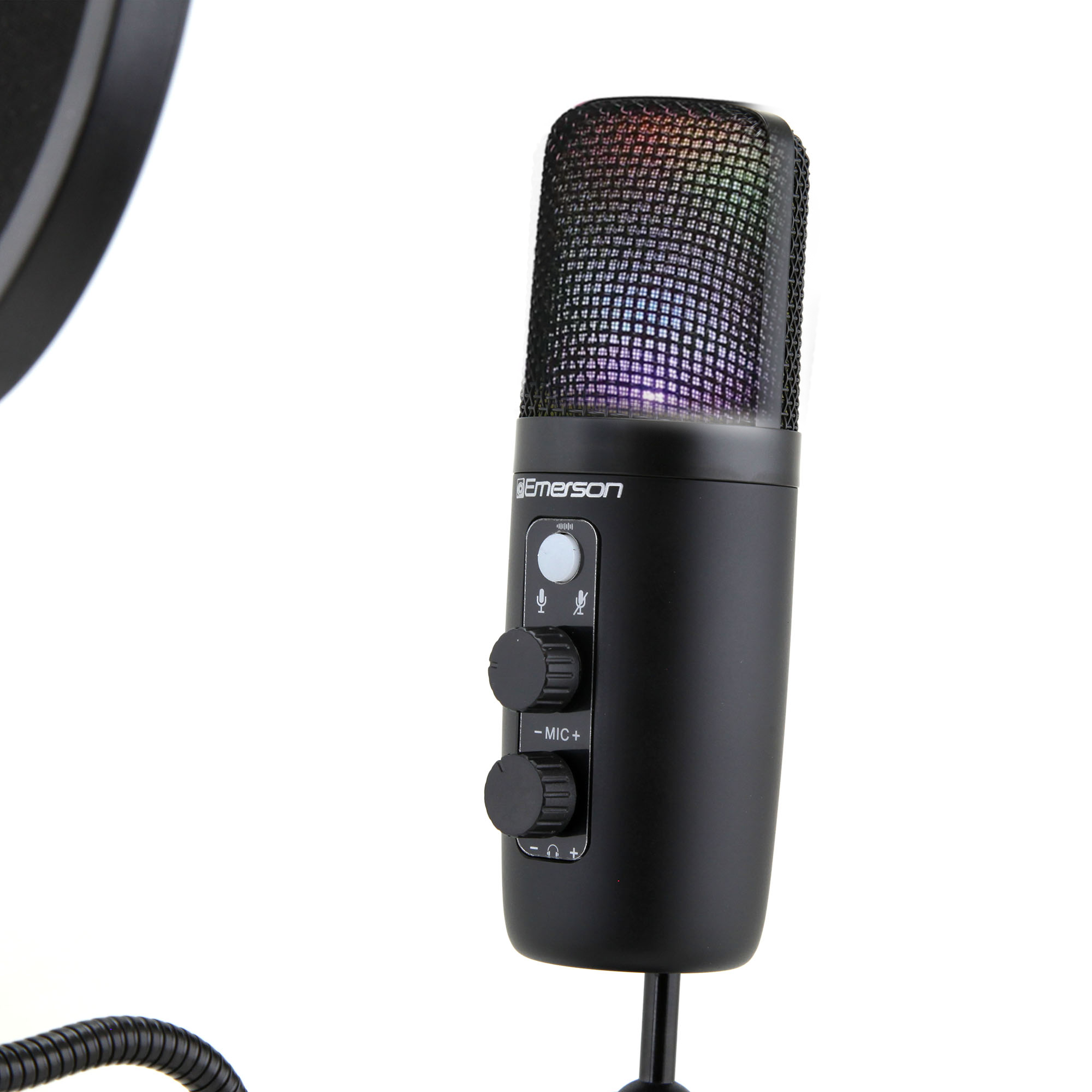 USB Gaming and Streaming Condenser Microphone 
with LED Lighting and Pop Filter
