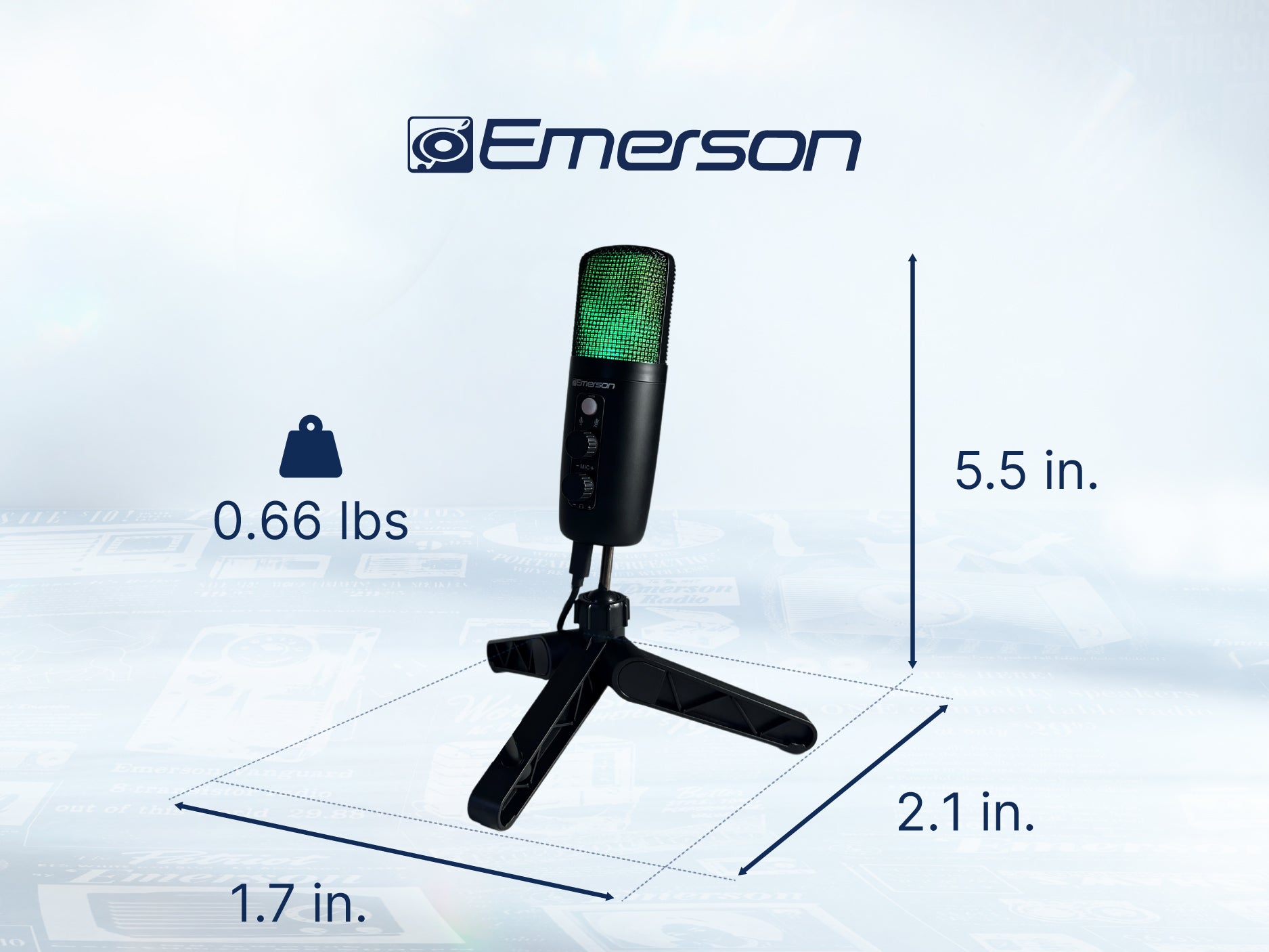 USB Gaming and Streaming Condenser Microphone 
with LED Lighting and Pop Filter