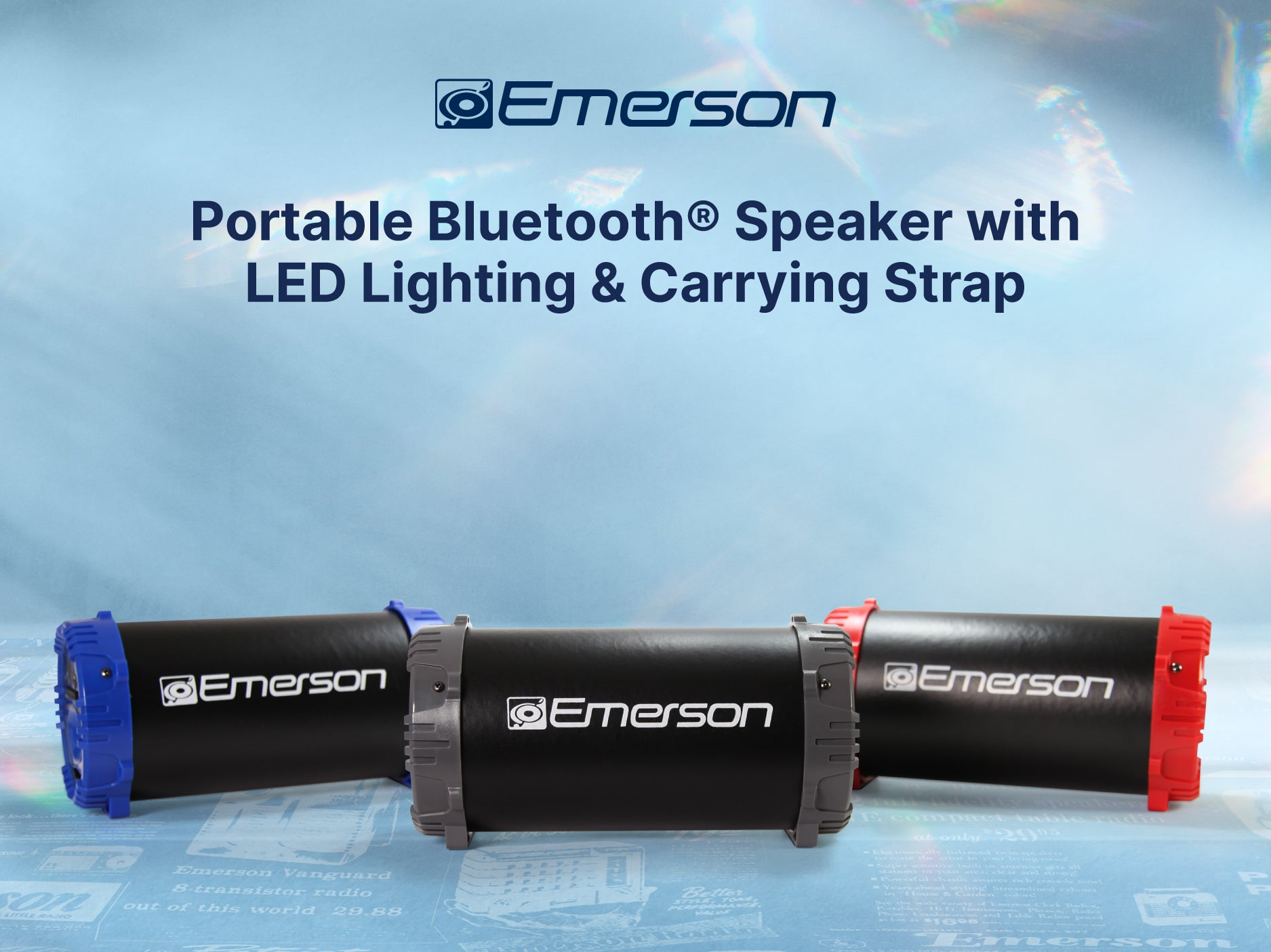 Portable Bluetooth<sup>®</sup> Speaker  with LED Lighting & Carrying Strap
