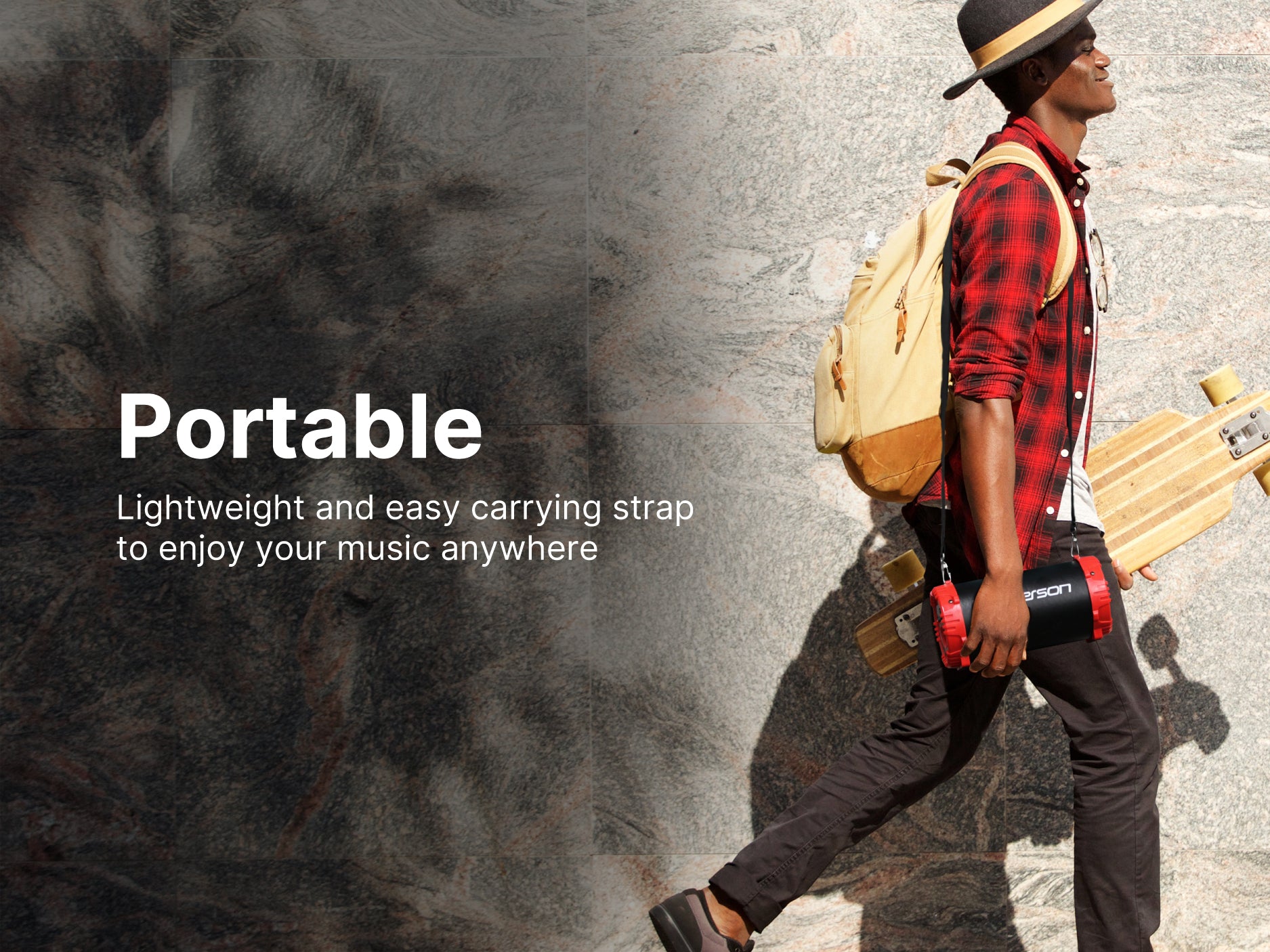 Portable Bluetooth<sup>®</sup> Speaker  with LED Lighting & Carrying Strap