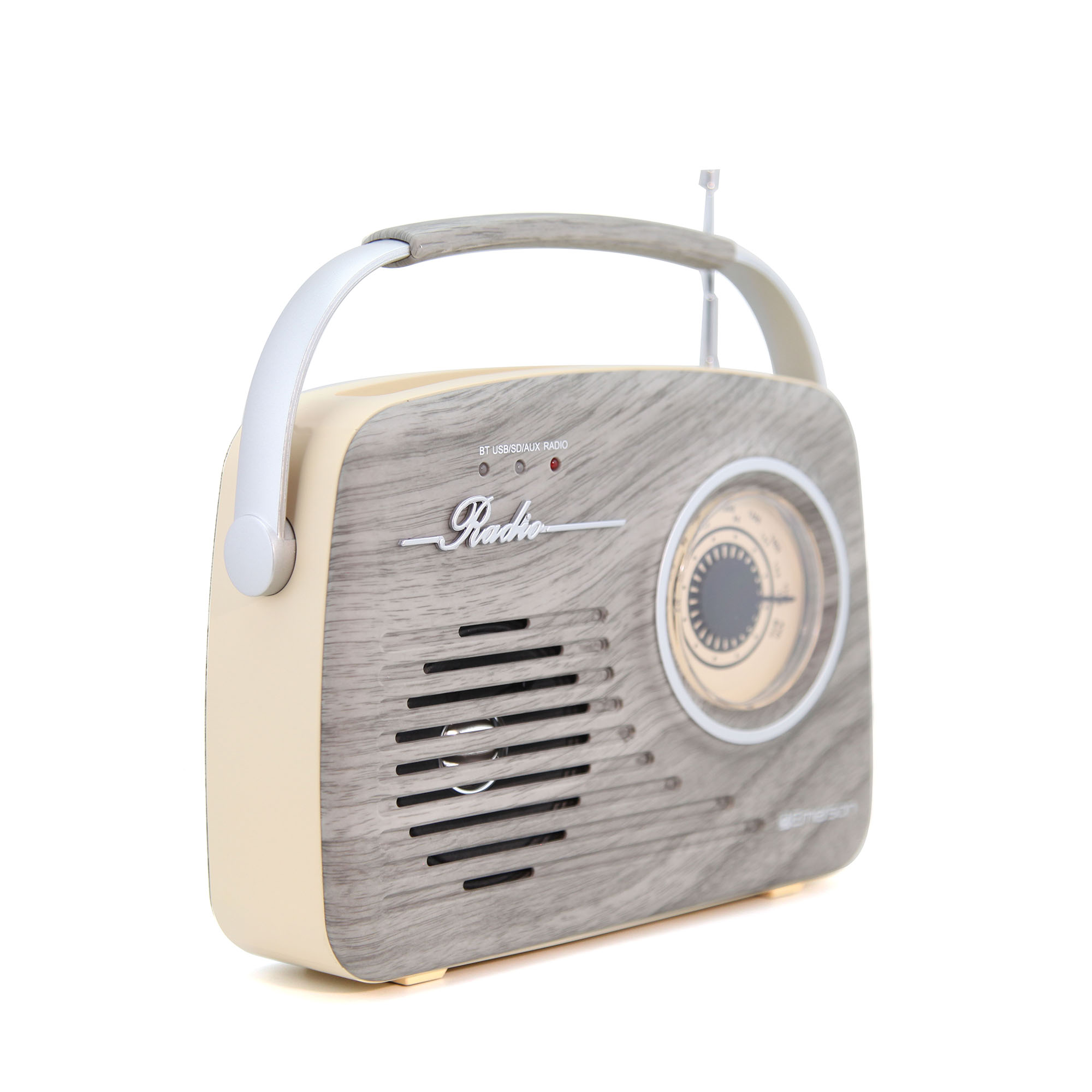 Portable Bluetooth® Retro Radio with Built-in Rechargeable Battery