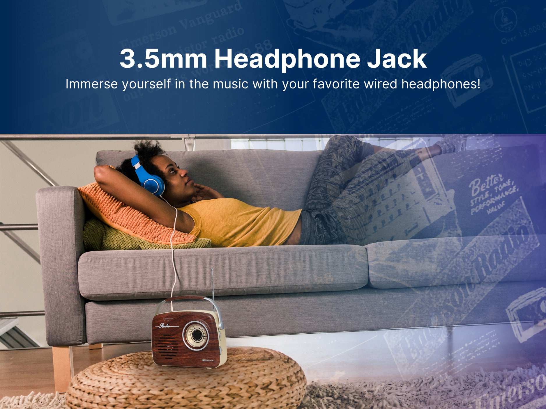 Portable Bluetooth® Retro Radio with Built-in Rechargeable Battery