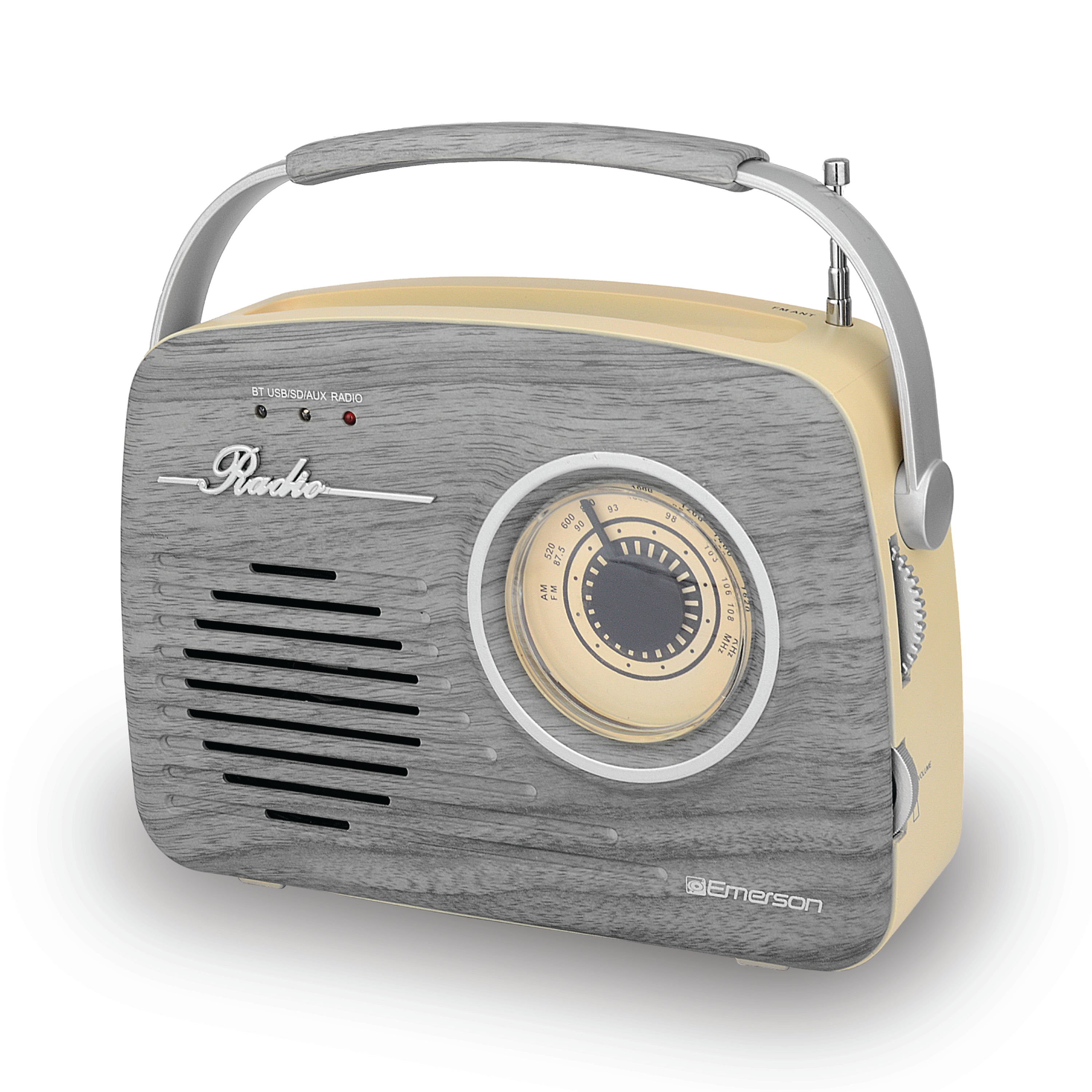 Portable Bluetooth® Retro Radio with Built-in Rechargeable Battery