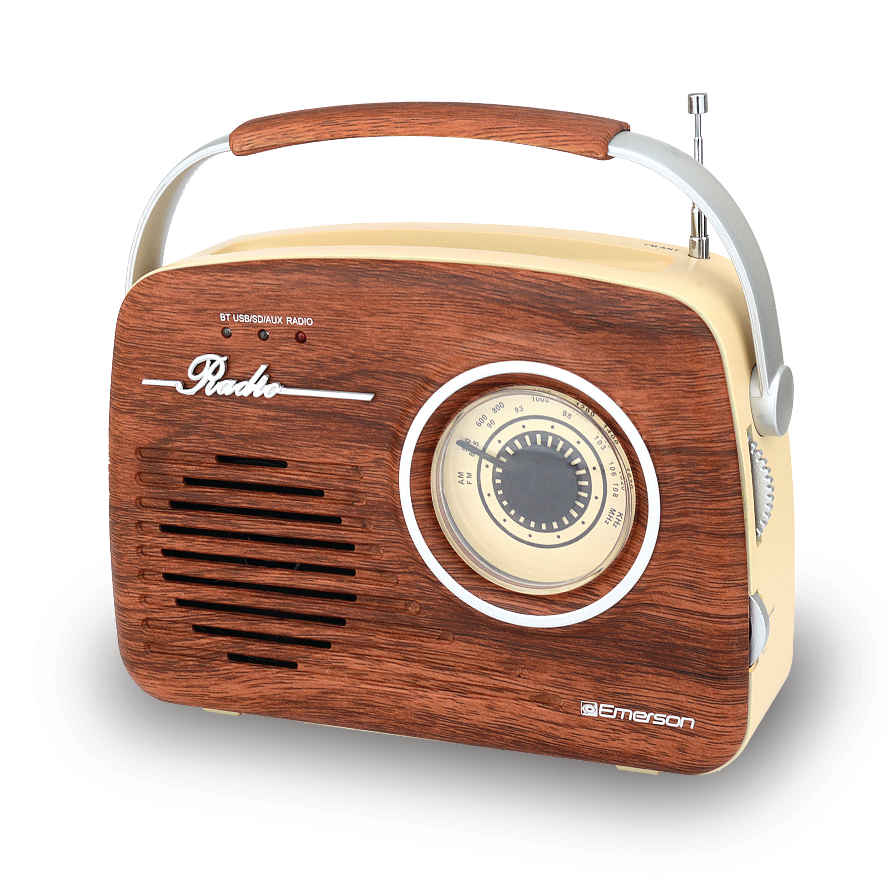 Portable Bluetooth® Retro Radio with Built-in Rechargeable Battery