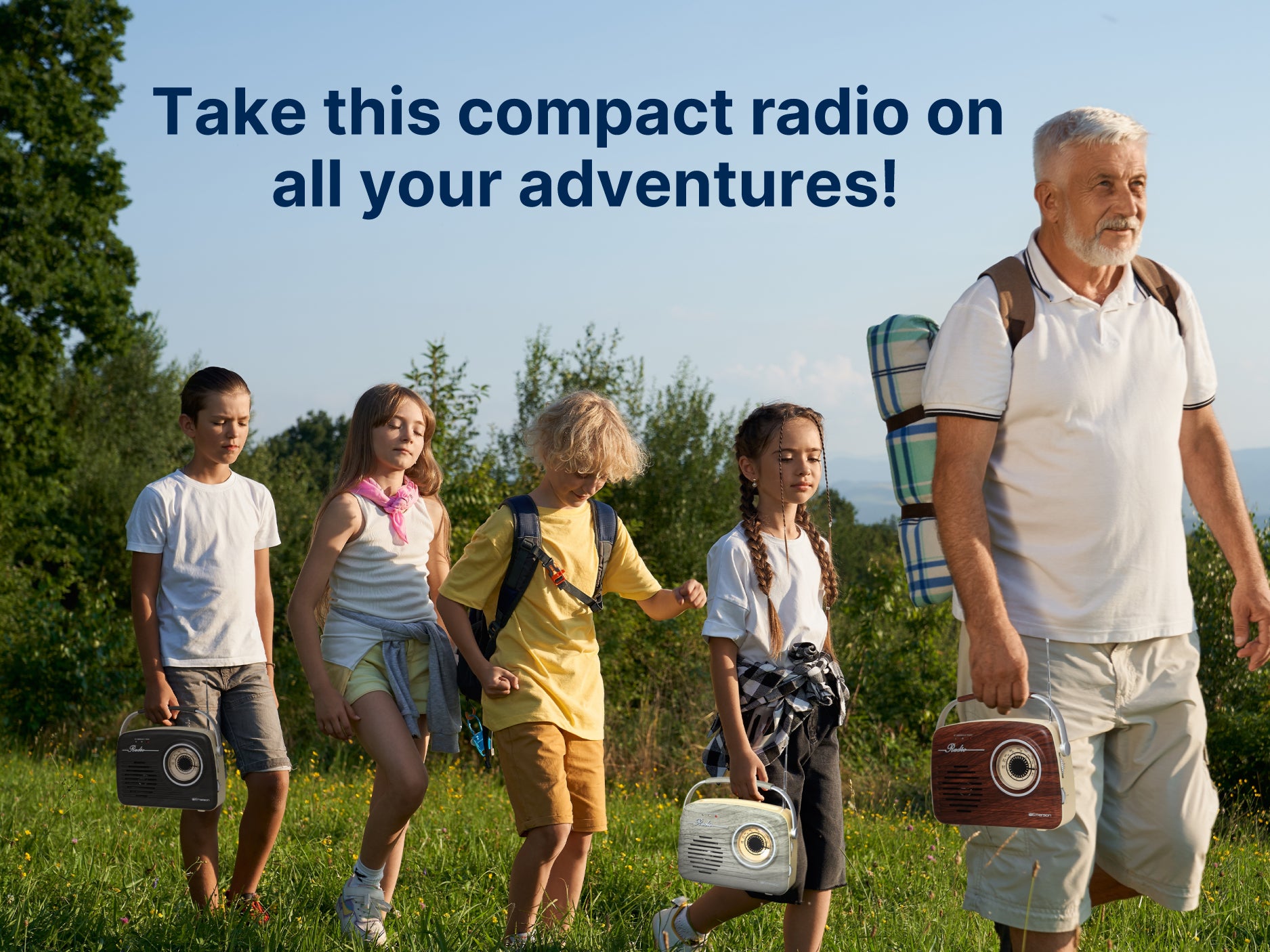 Portable Bluetooth® Retro Radio with Built-in Rechargeable Battery