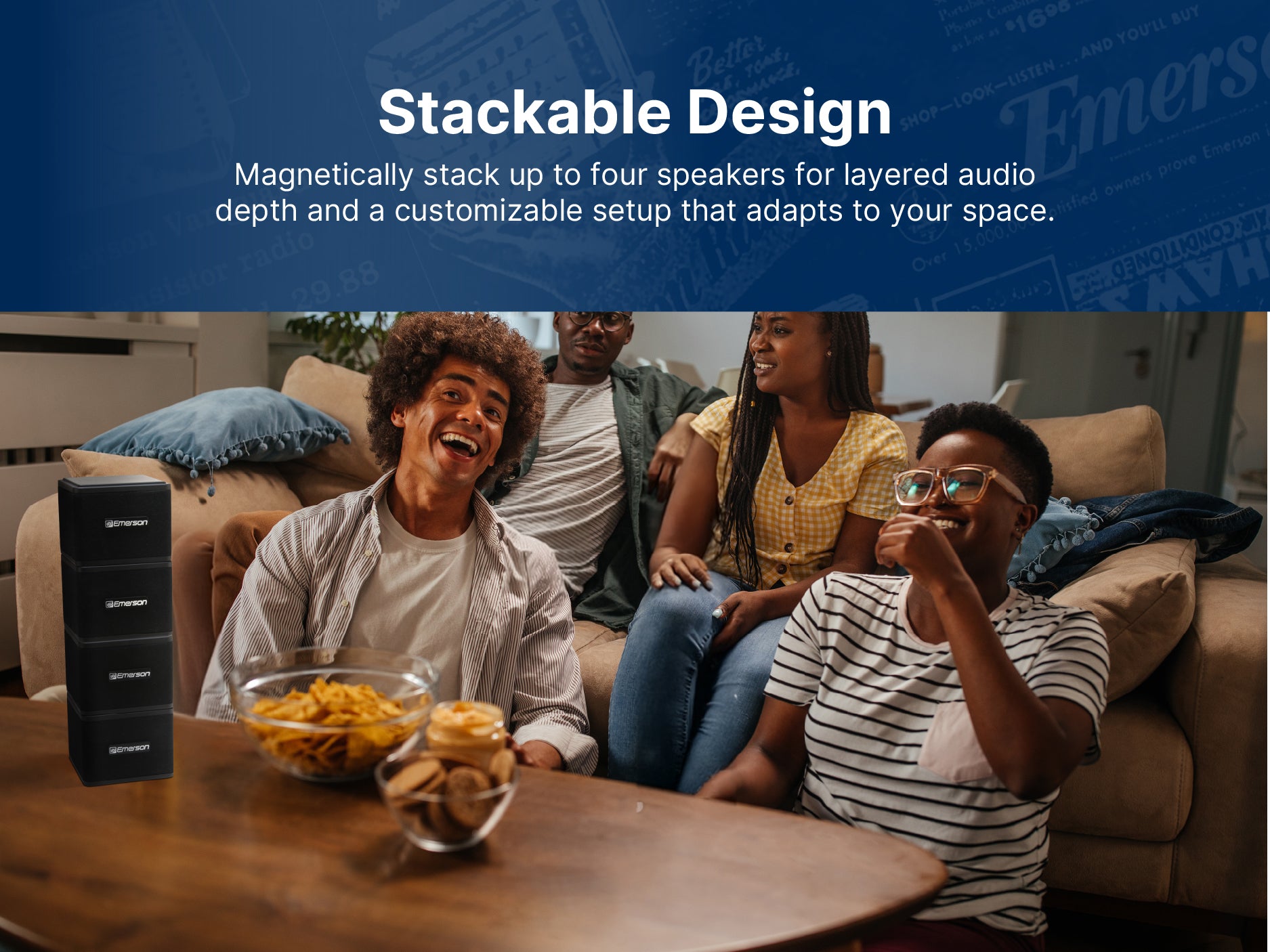 Wireless Instant Connect Sound Blox® Magnetic Stackable Speakers