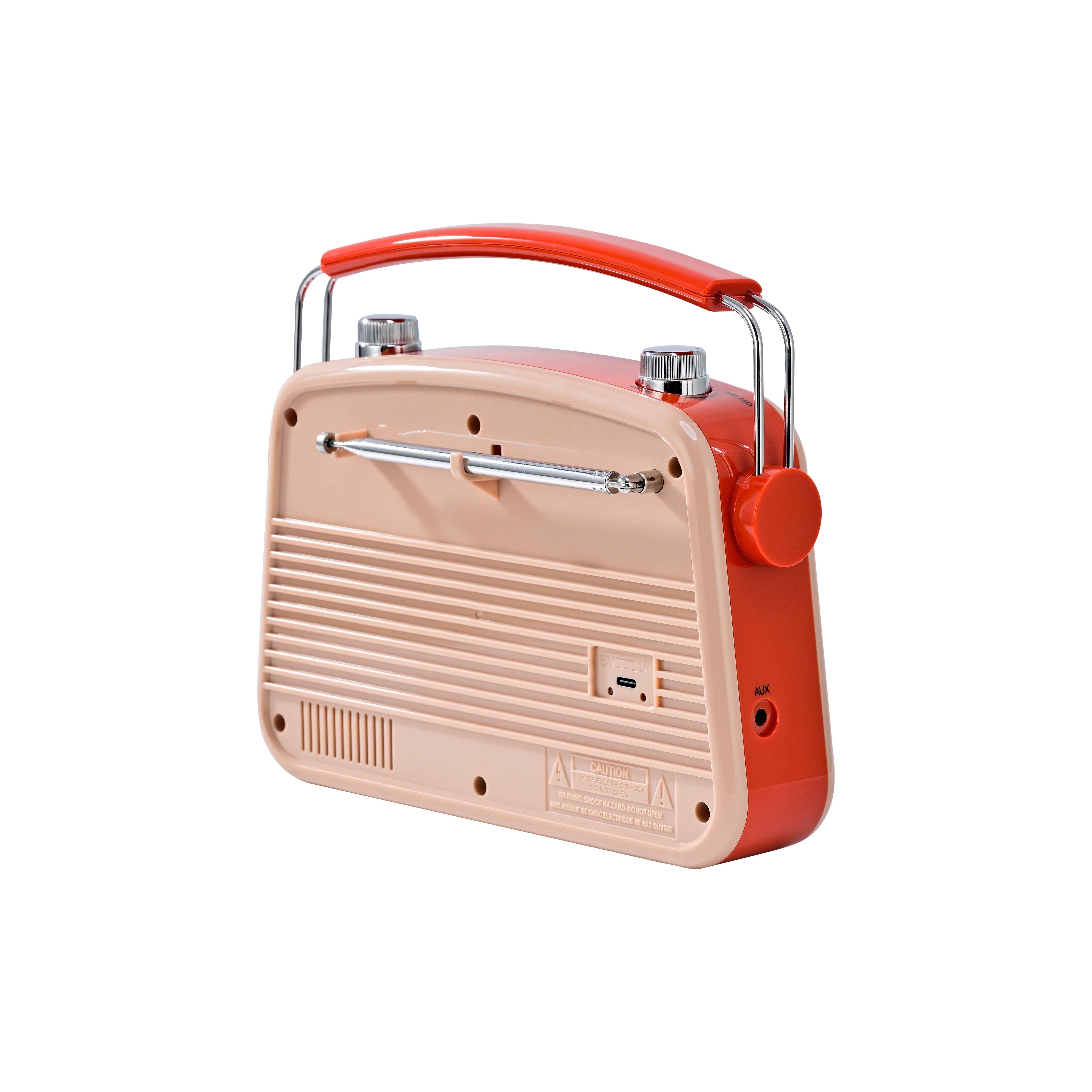 Emerson EAS-3009 retro Bluetooth radio in Cream — back angle view