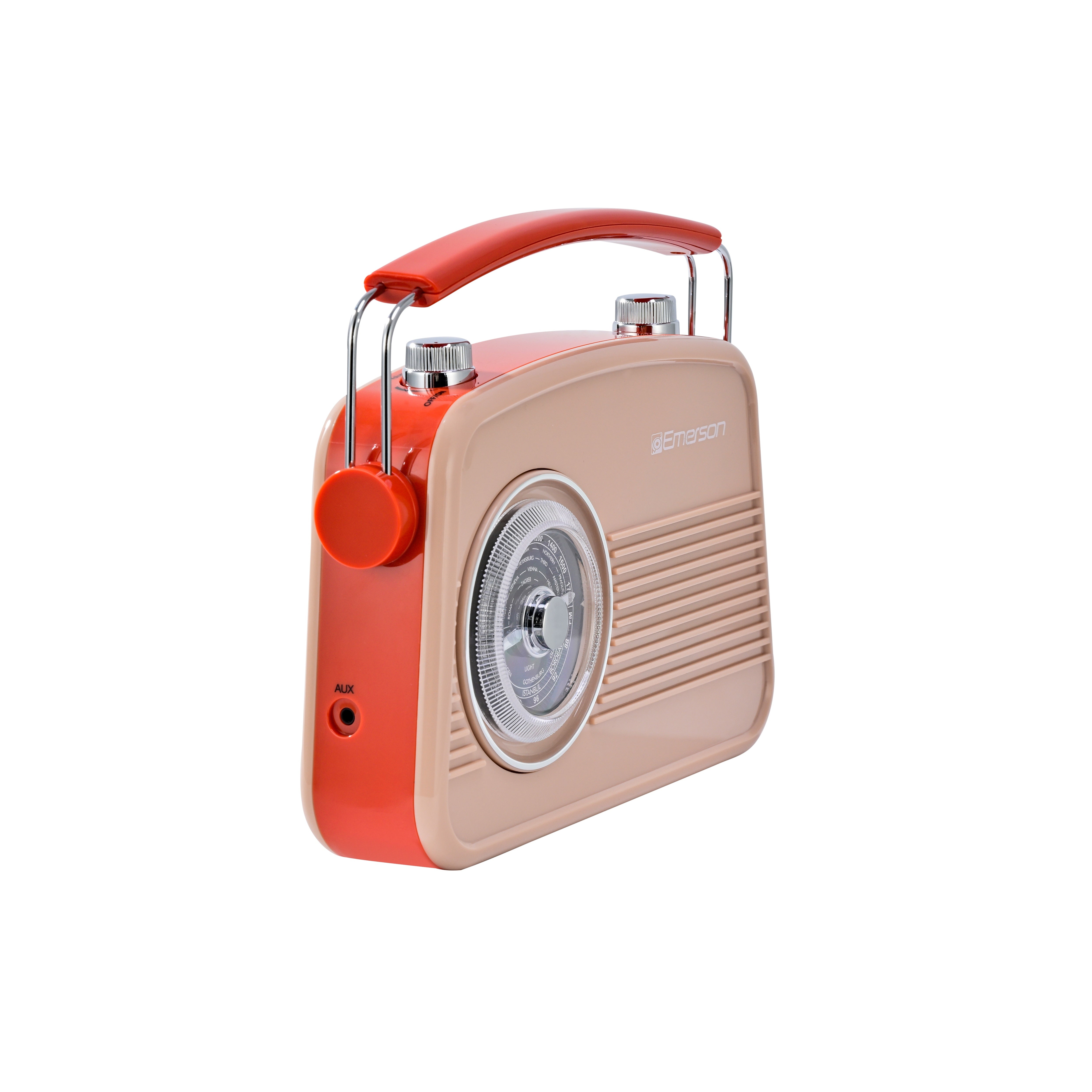 Emerson EAS-3009 retro Bluetooth radio in Cream — second front angle view