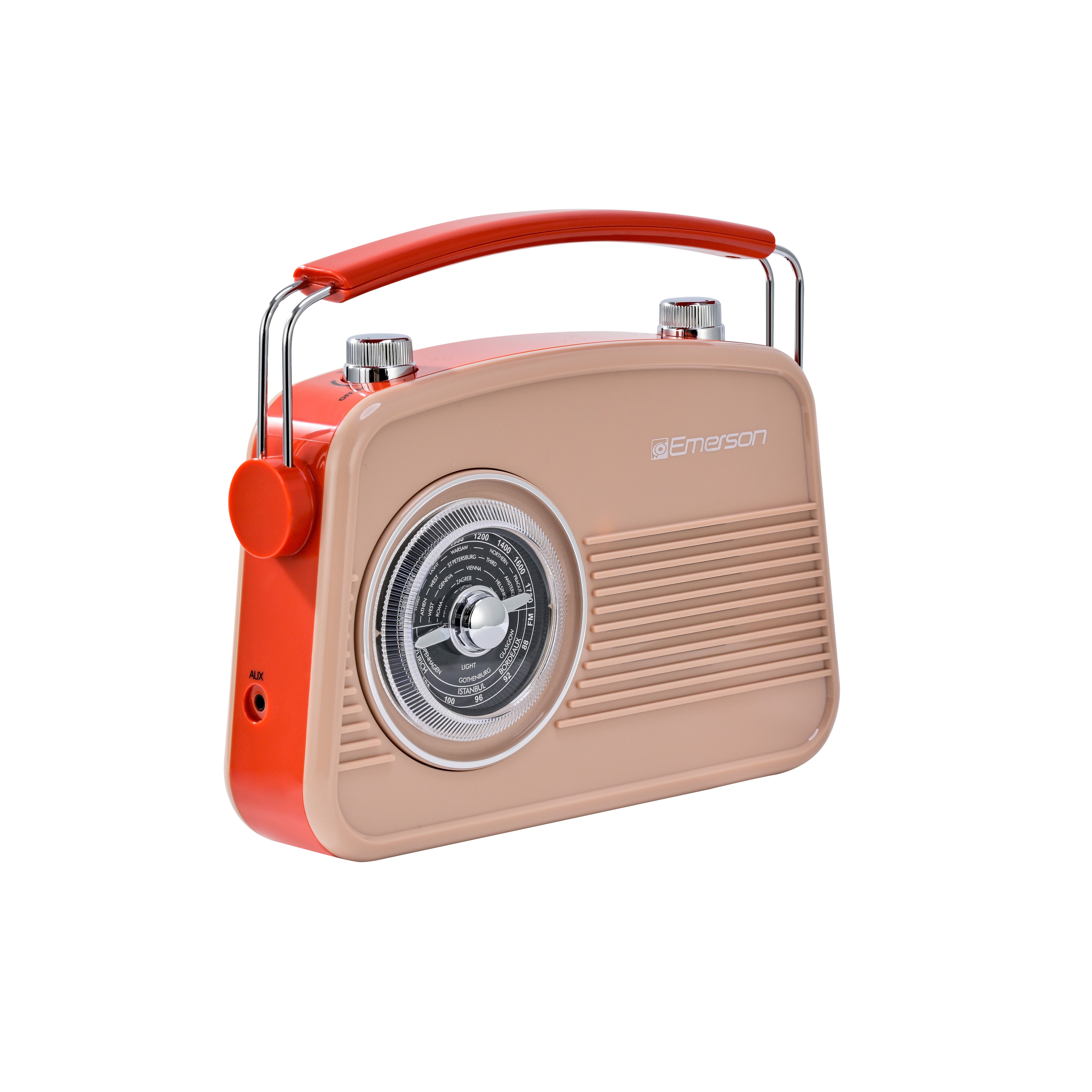 Emerson EAS-3009 retro Bluetooth radio in Cream — fourth front angle view