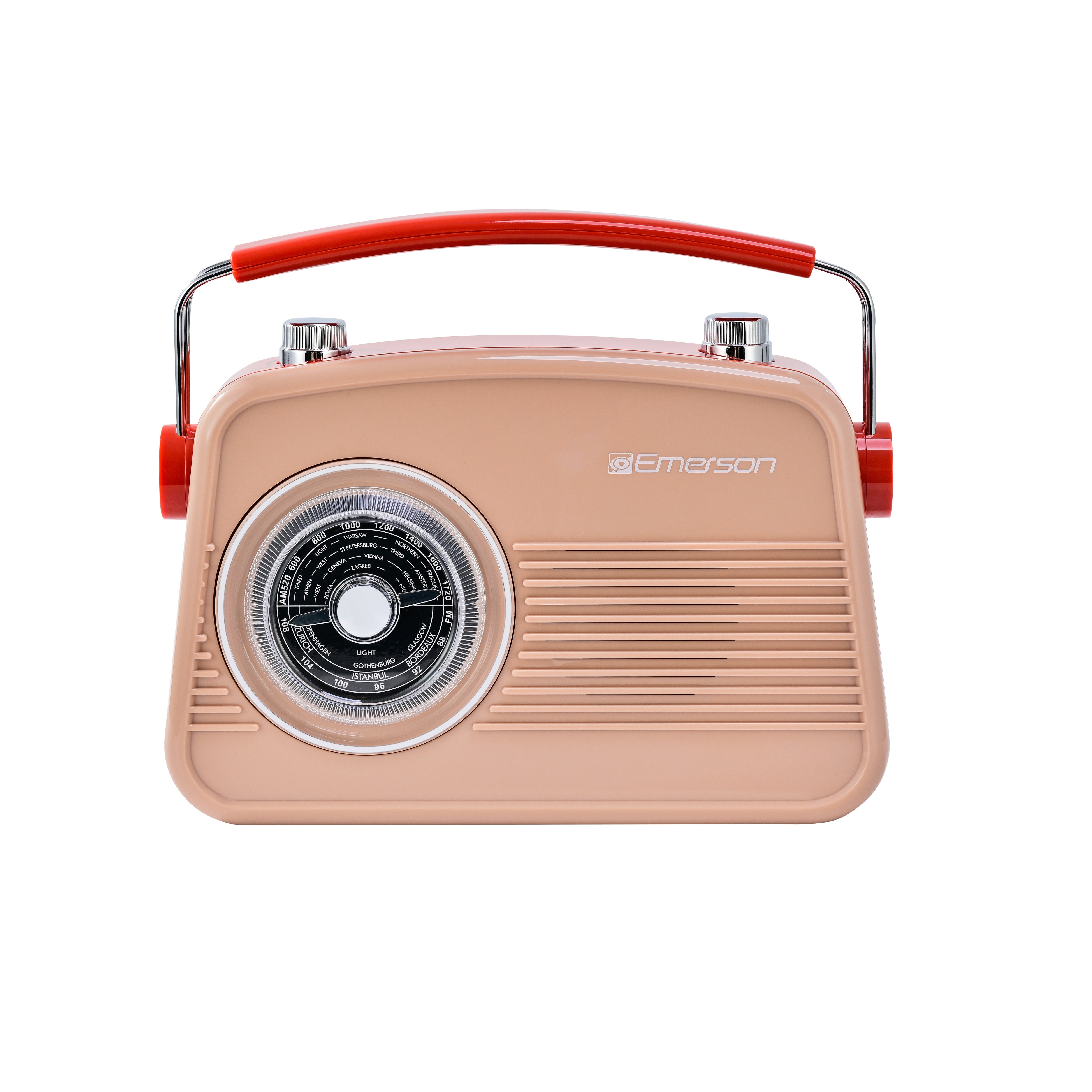 Emerson EAS-3009 retro Bluetooth radio in Cream — third front angle view