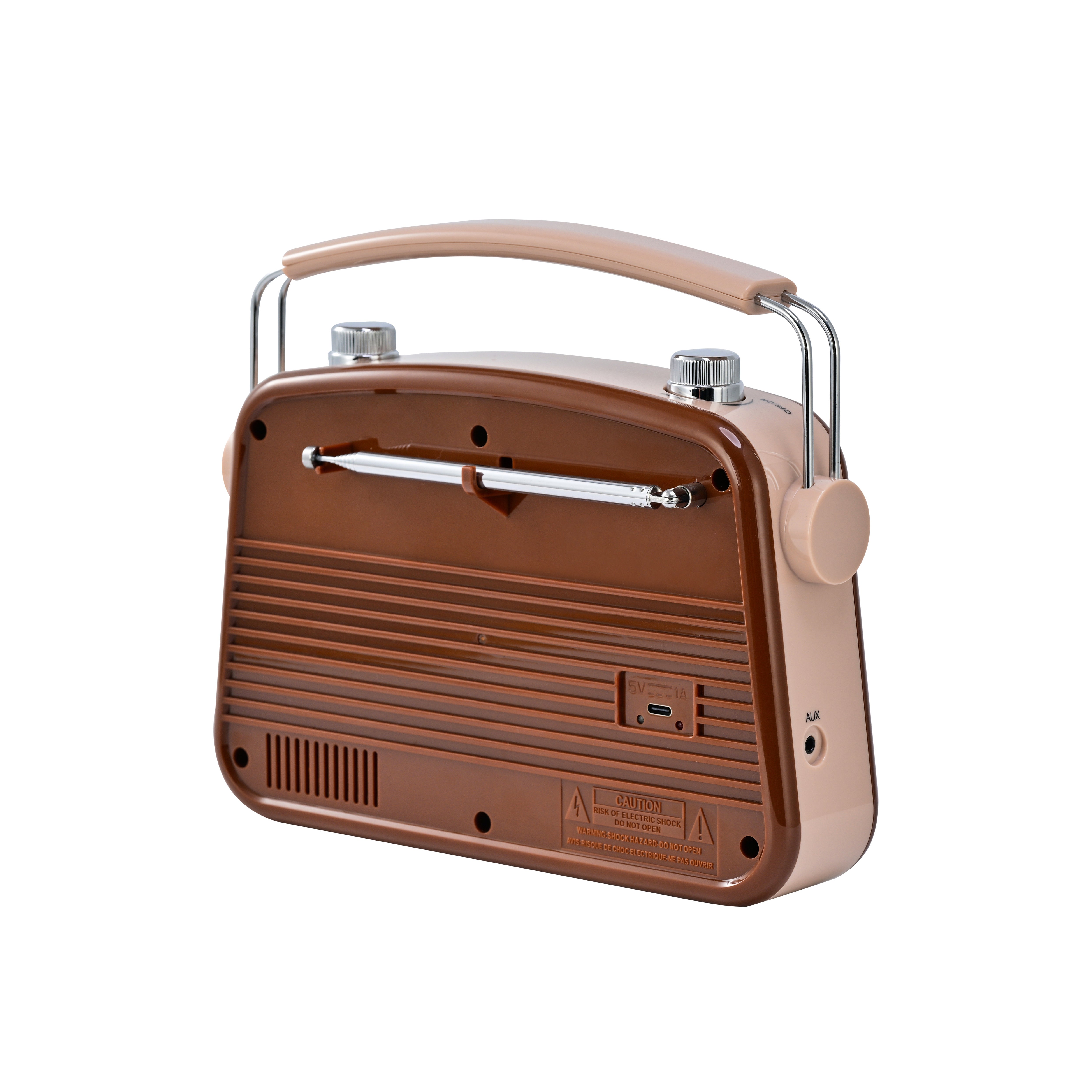 Emerson EAS-3009 retro Bluetooth radio in Espresso — second back angle view