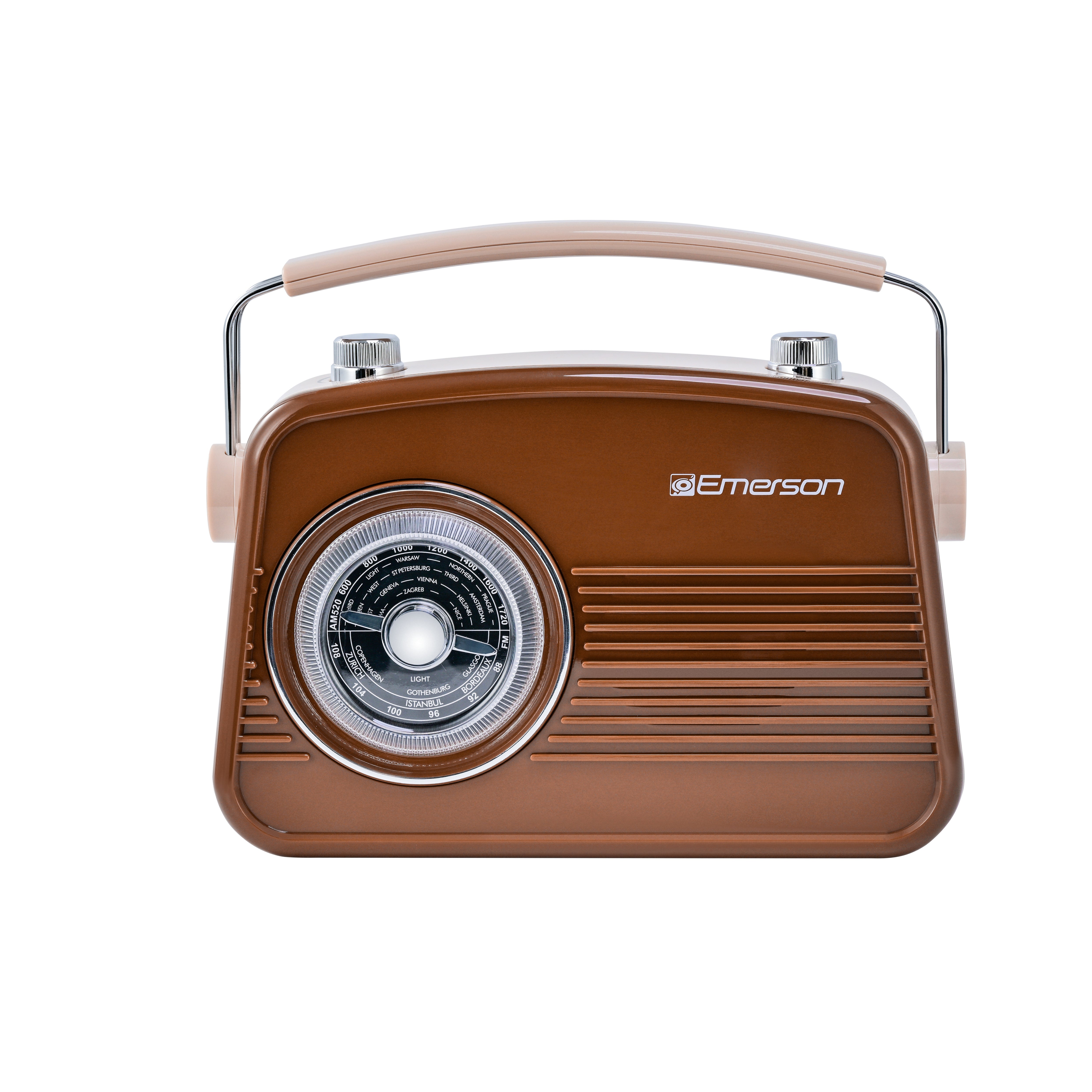 Emerson EAS-3009 retro Bluetooth radio in Espresso — front view