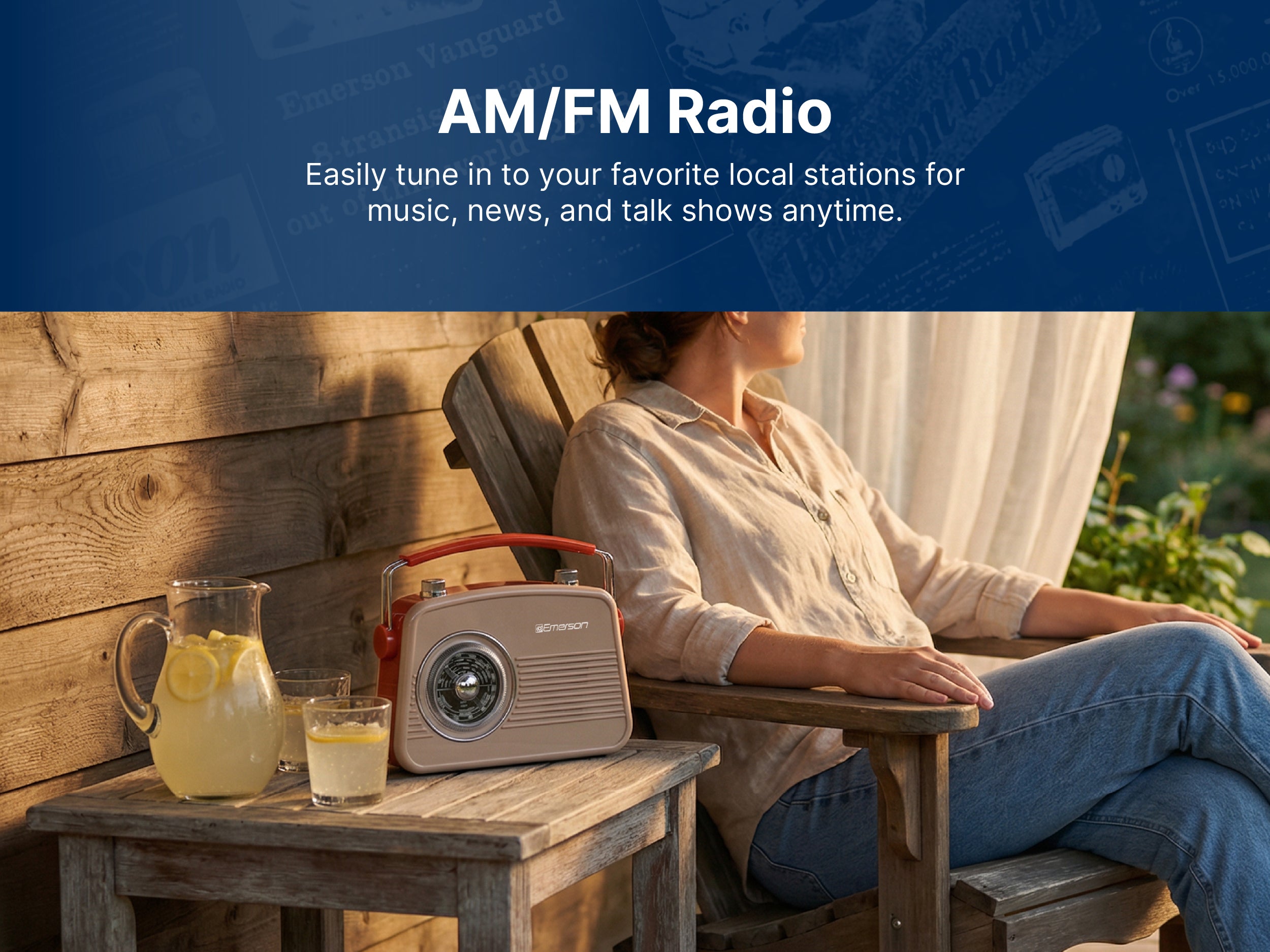 Emerson EAS-3009 retro radio — AM/FM radio tuning feature