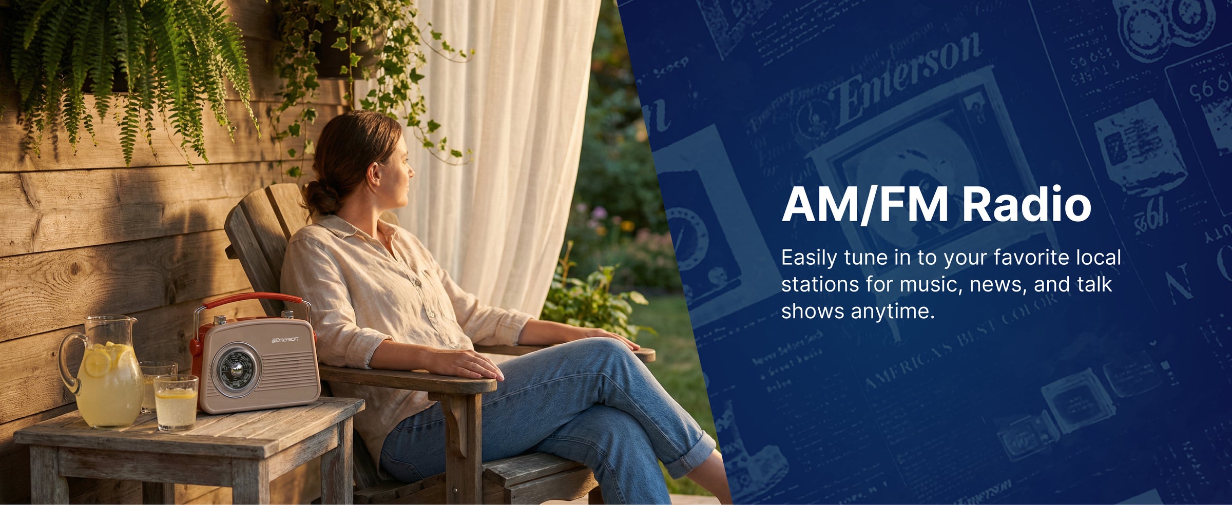 Emerson EAS-3009 retro radio — AM/FM radio tuning feature