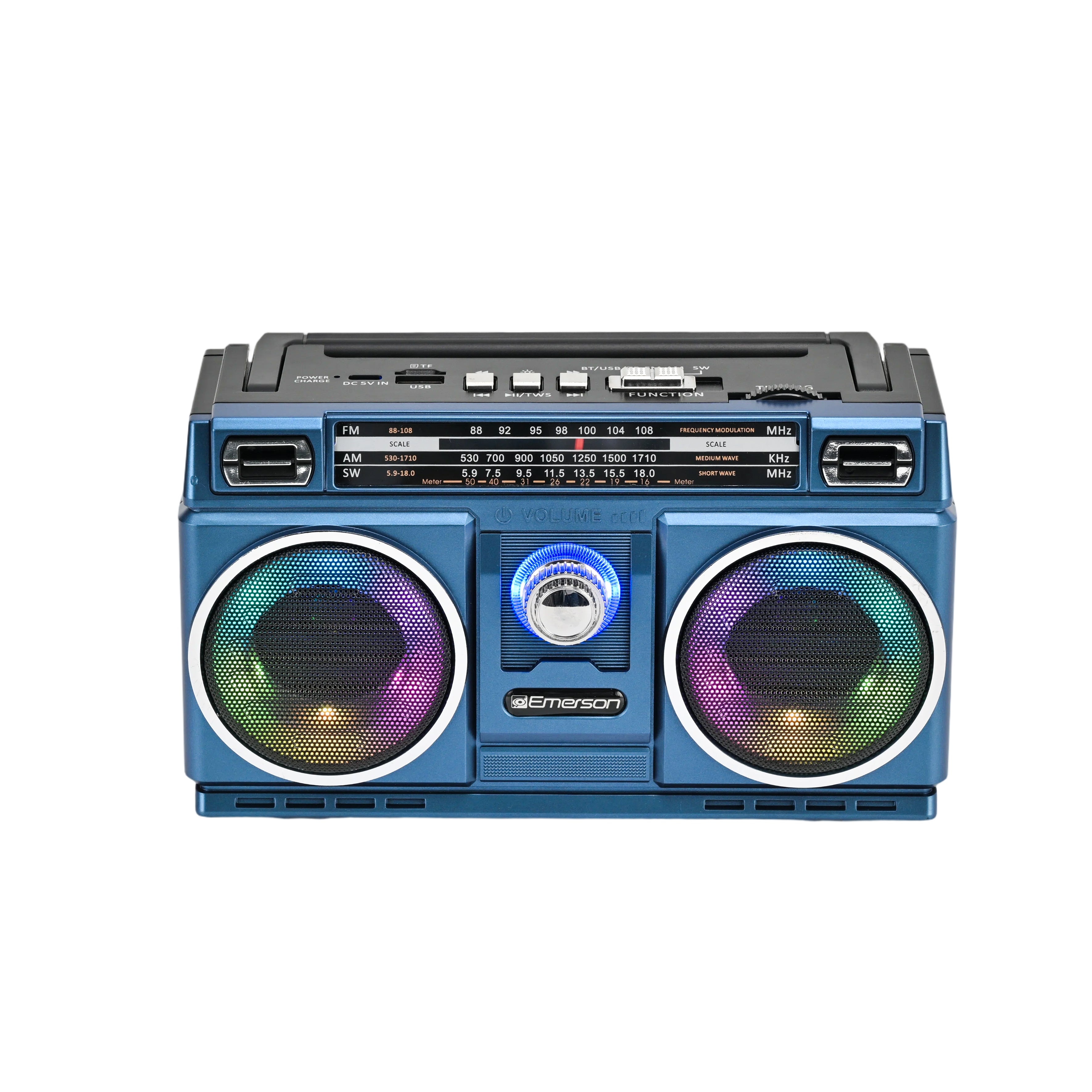 Portable Retro Bluetooth® Speaker with Radio and Rechargeable Battery