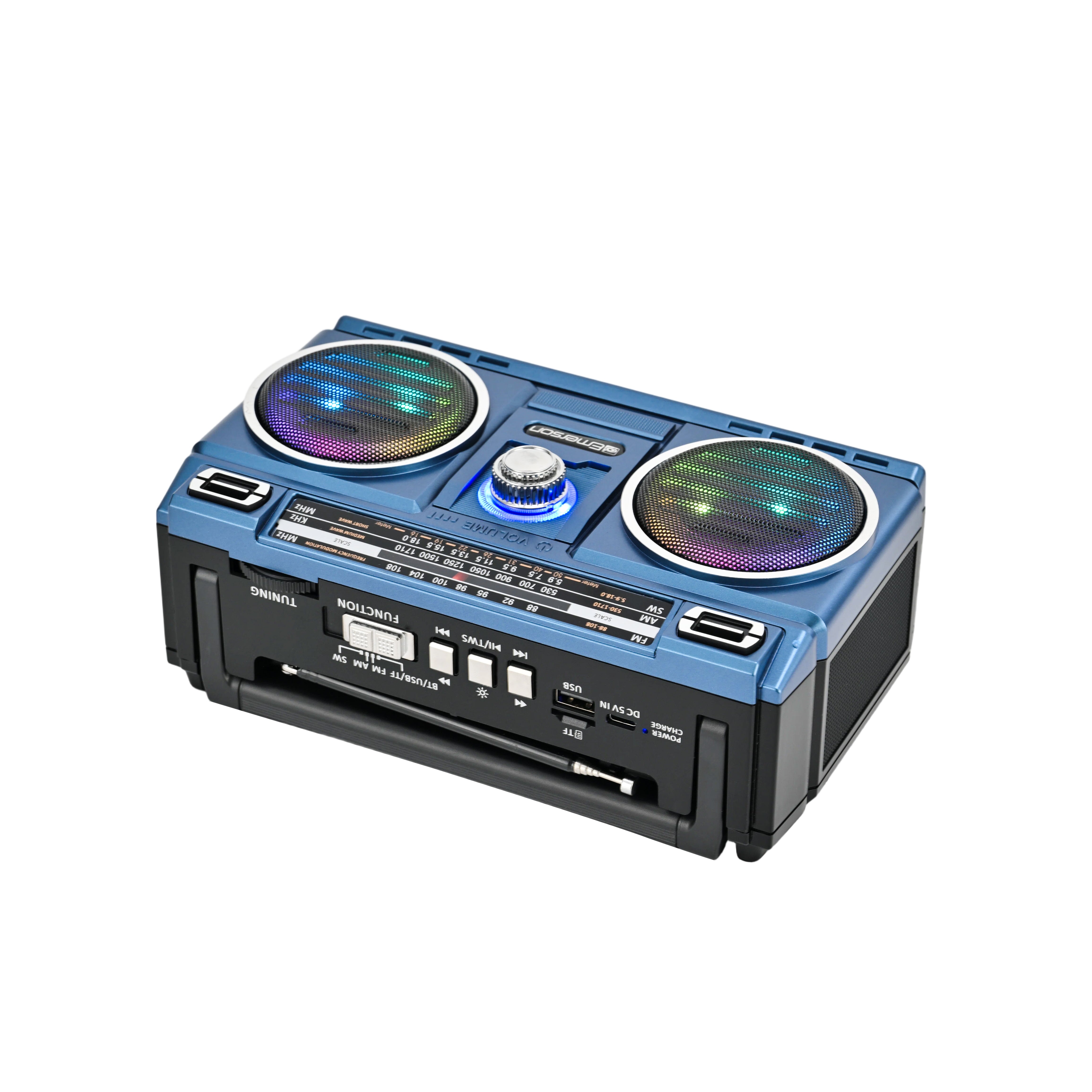 Portable Retro Bluetooth® Speaker with Radio and Rechargeable Battery