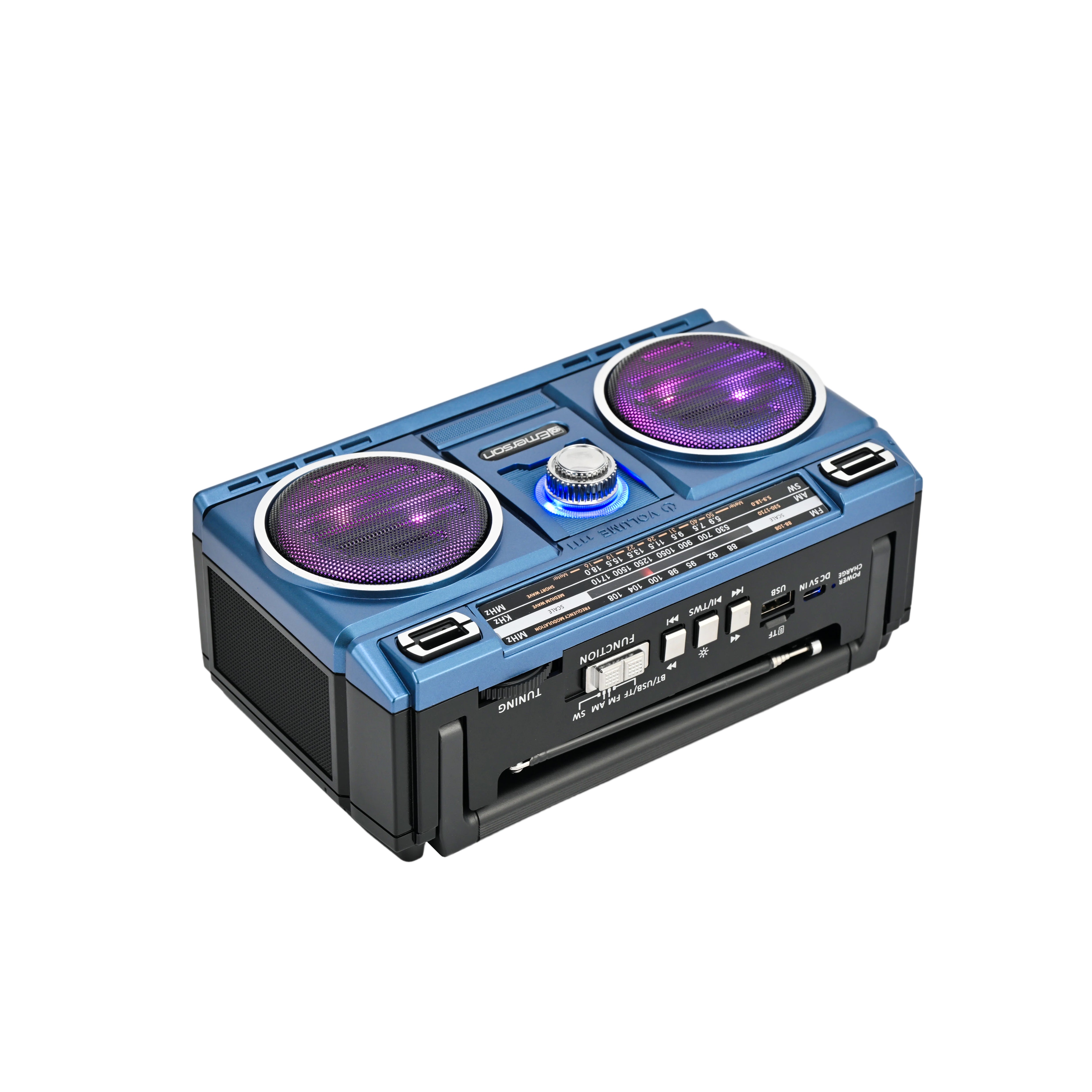 Portable Retro Bluetooth® Speaker with Radio and Rechargeable Battery