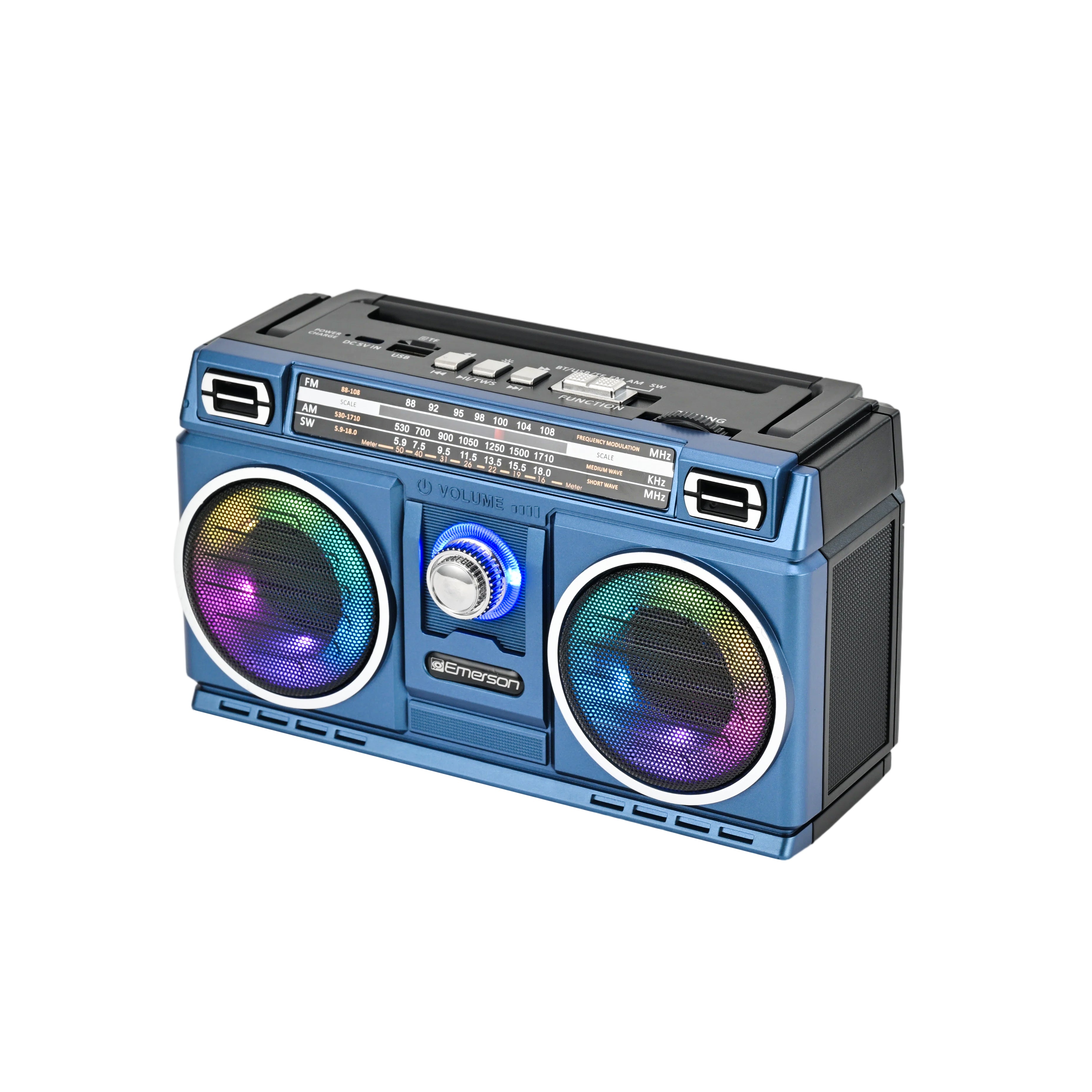 Portable Retro Bluetooth® Speaker with Radio and Rechargeable Battery