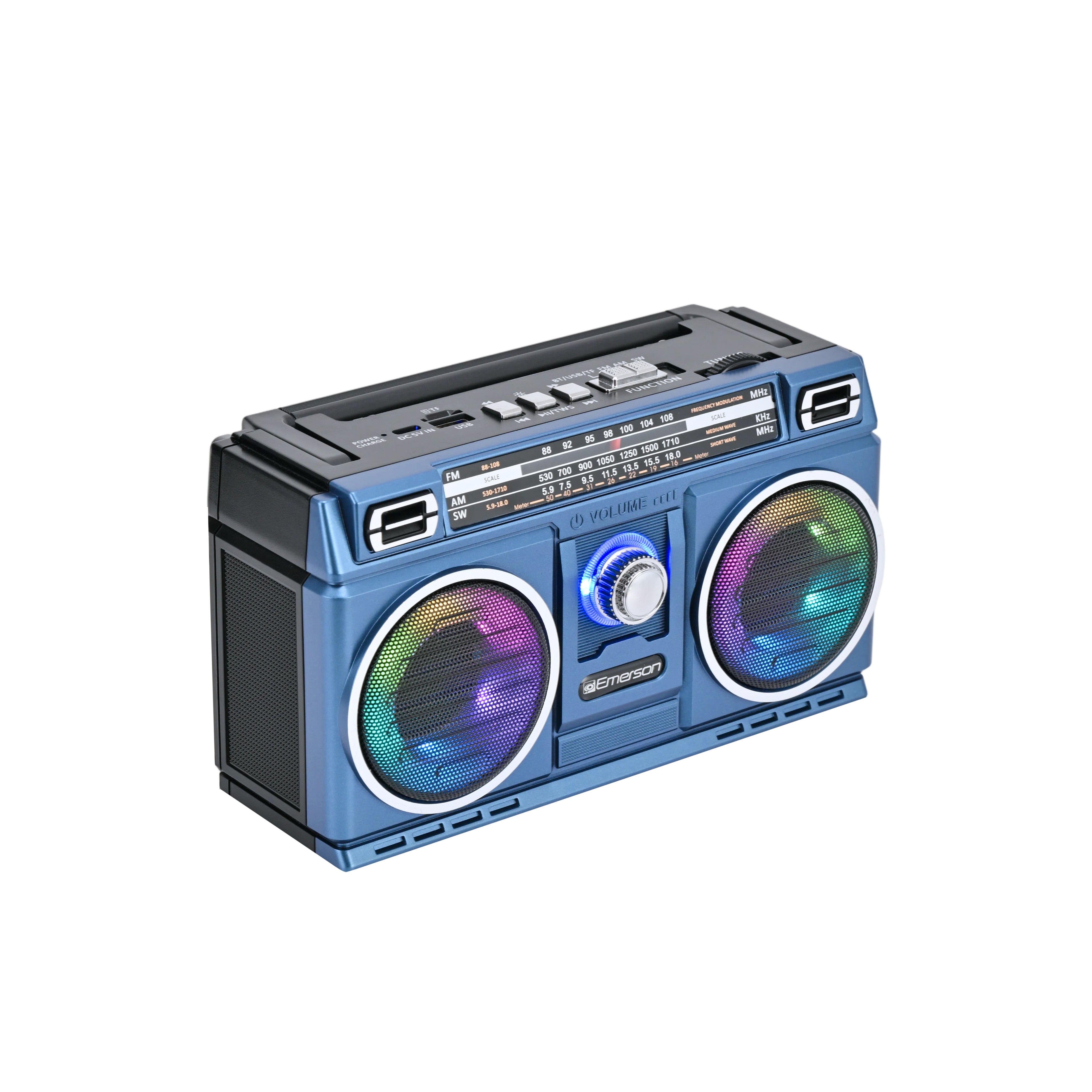 Portable Retro Bluetooth® Speaker with Radio and Rechargeable Battery