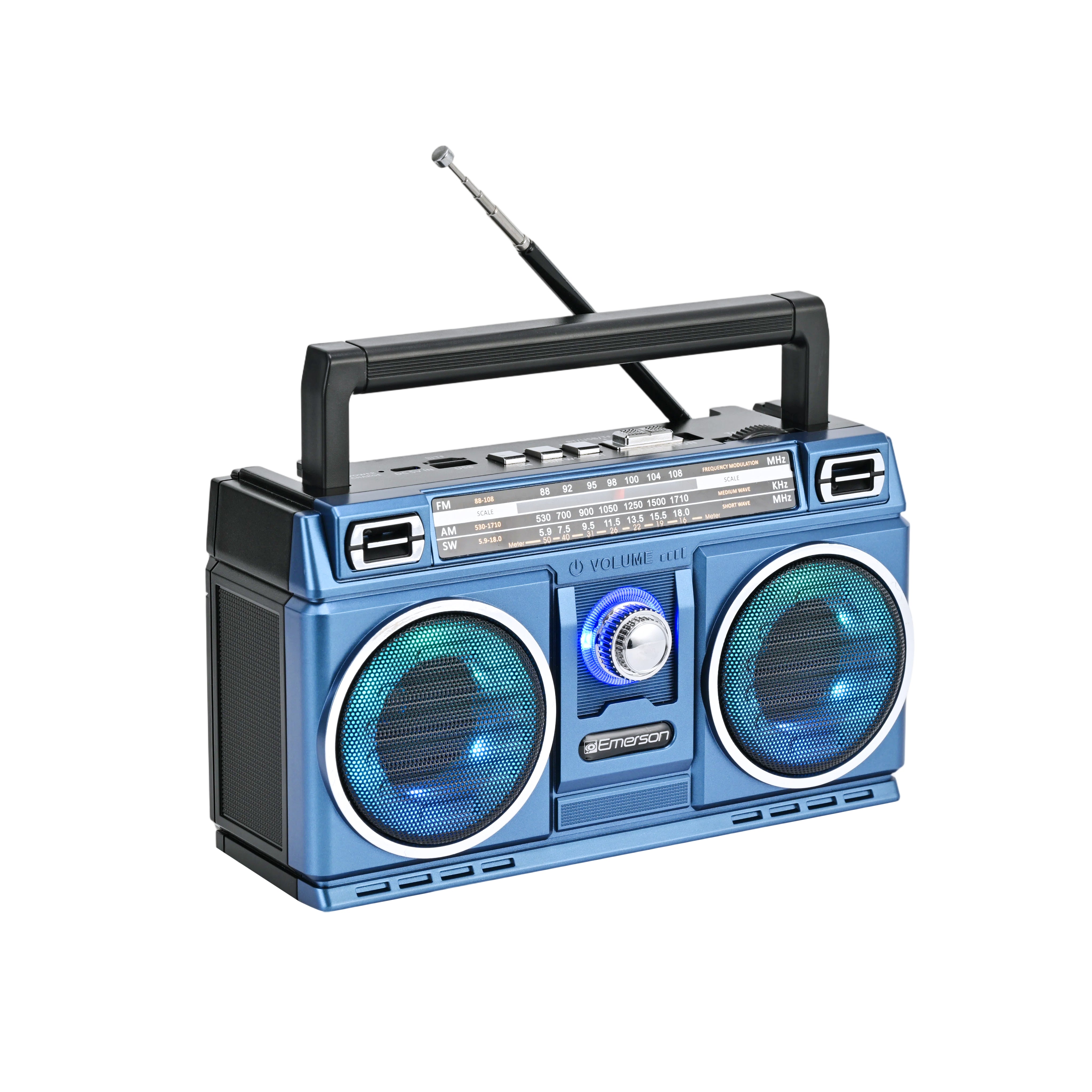 Portable Retro Bluetooth® Speaker with Radio and Rechargeable Battery