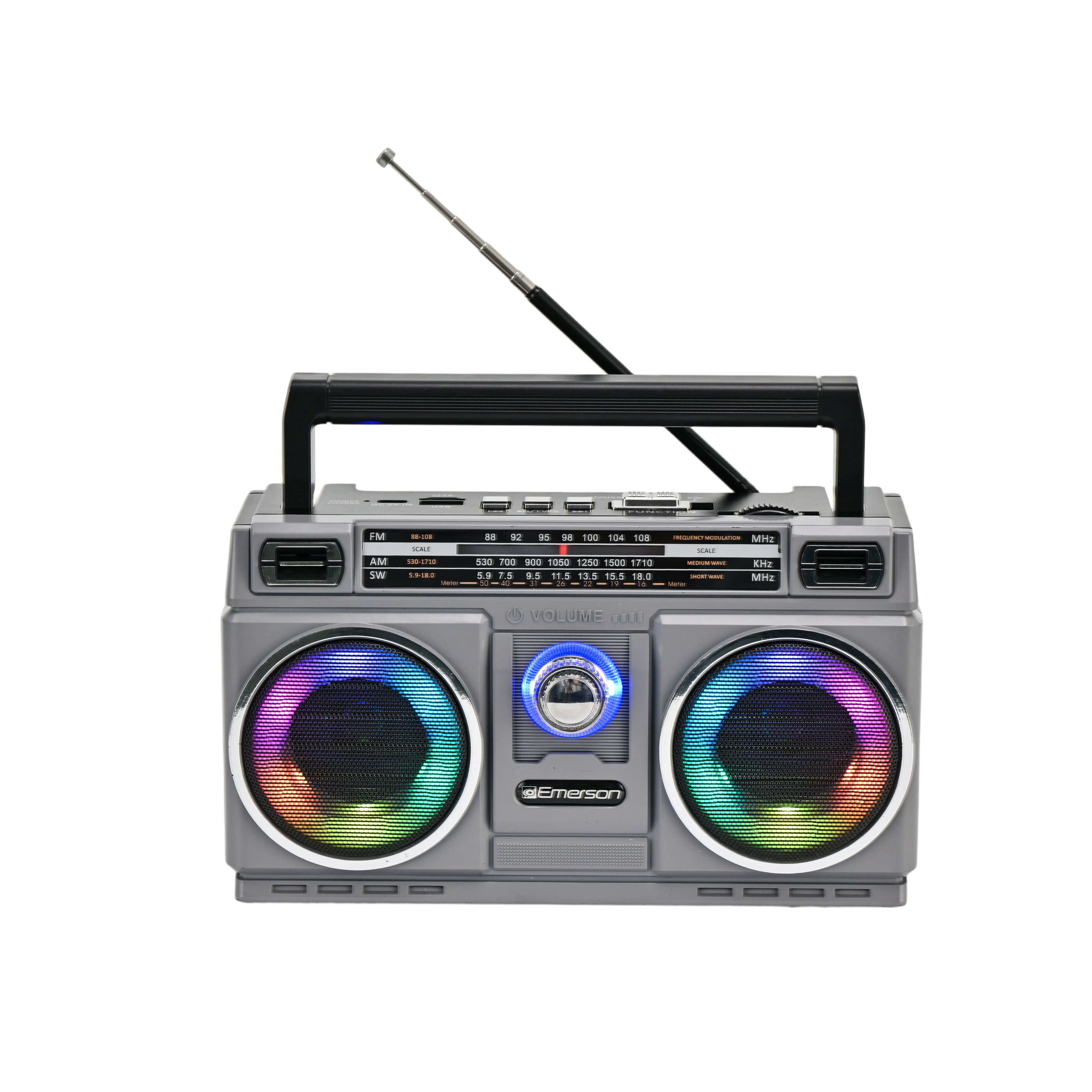 Portable Retro Bluetooth® Speaker with Radio and Rechargeable Battery