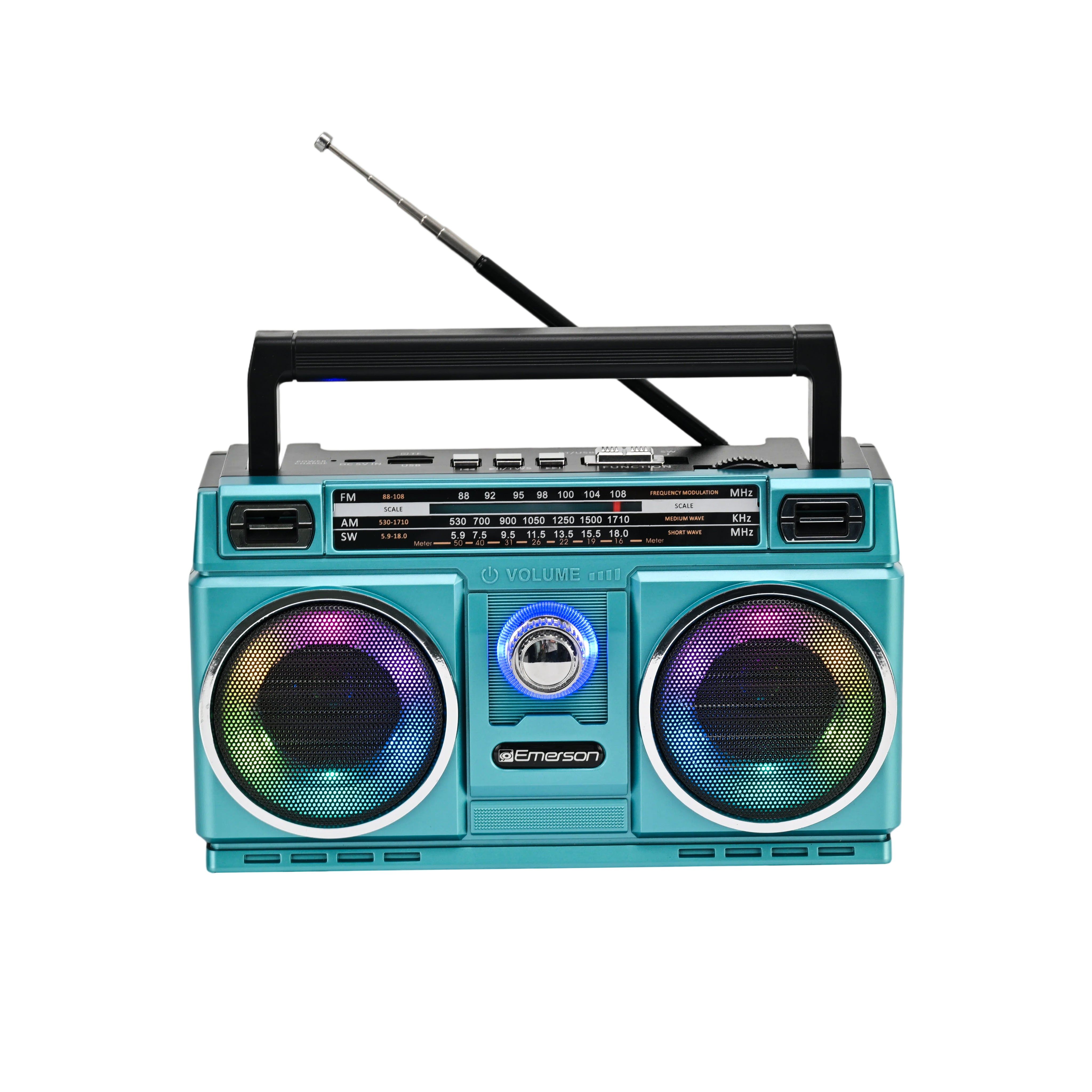 Portable Retro Bluetooth® Speaker with Radio and Rechargeable Battery