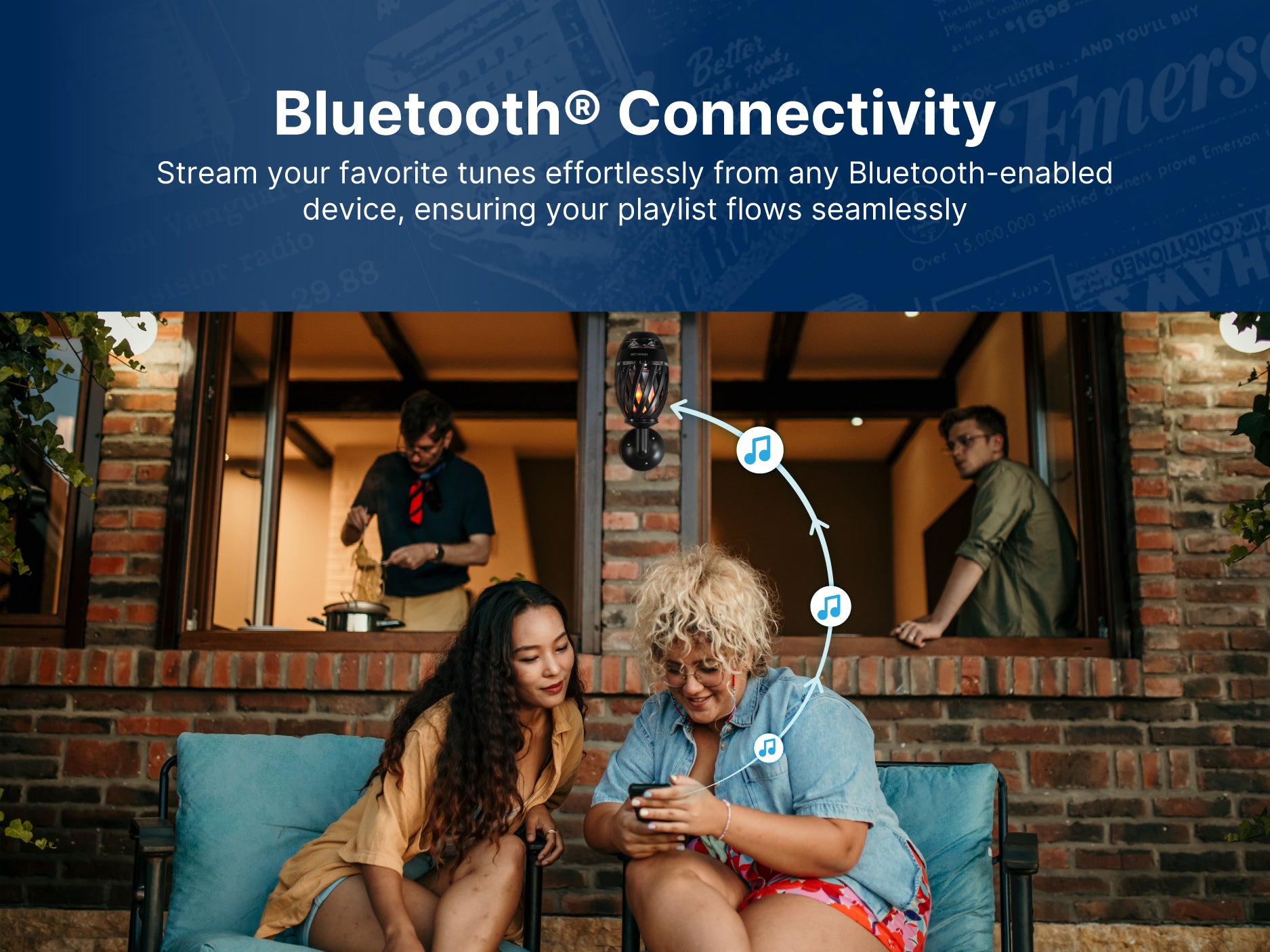 Outdoor Flame Light with Bluetooth Speaker
