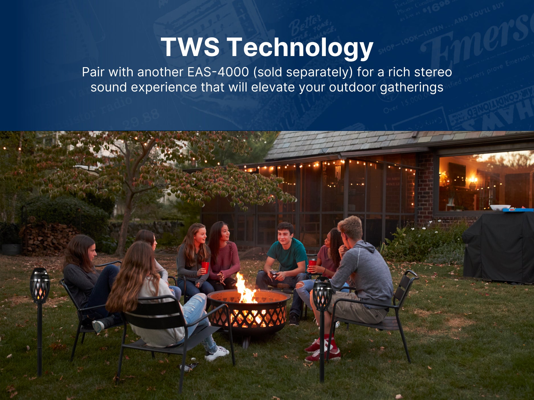 Outdoor Flame Light with Bluetooth Speaker