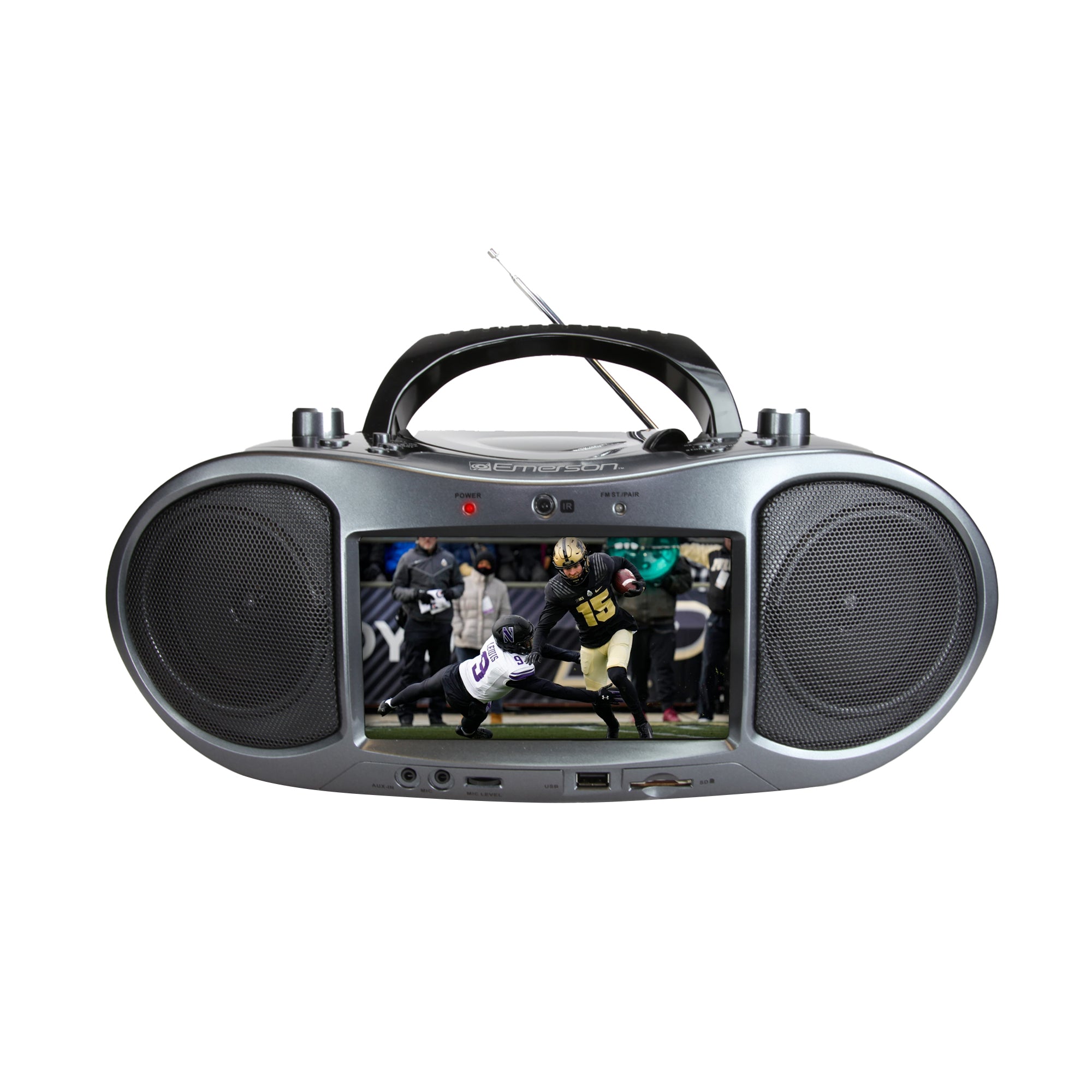 7” Bluetooth® DVD Boombox
with HD-INPUT, AM/FM Radio & Stereo Speakers