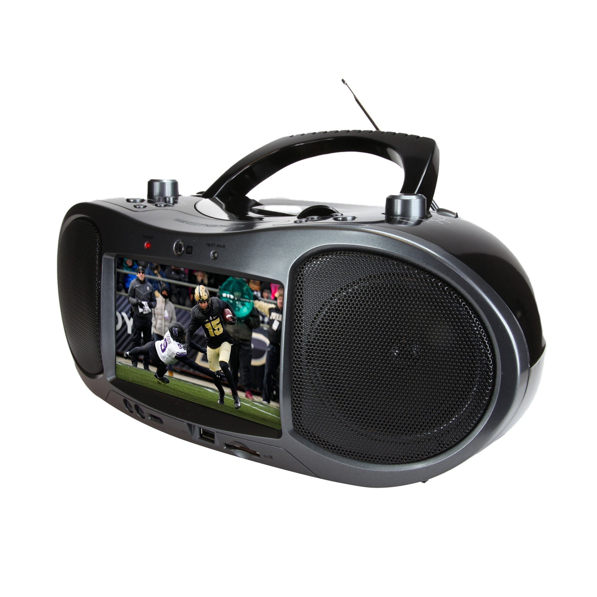 7” Bluetooth® DVD Boombox
with HD-INPUT, AM/FM Radio & Stereo Speakers