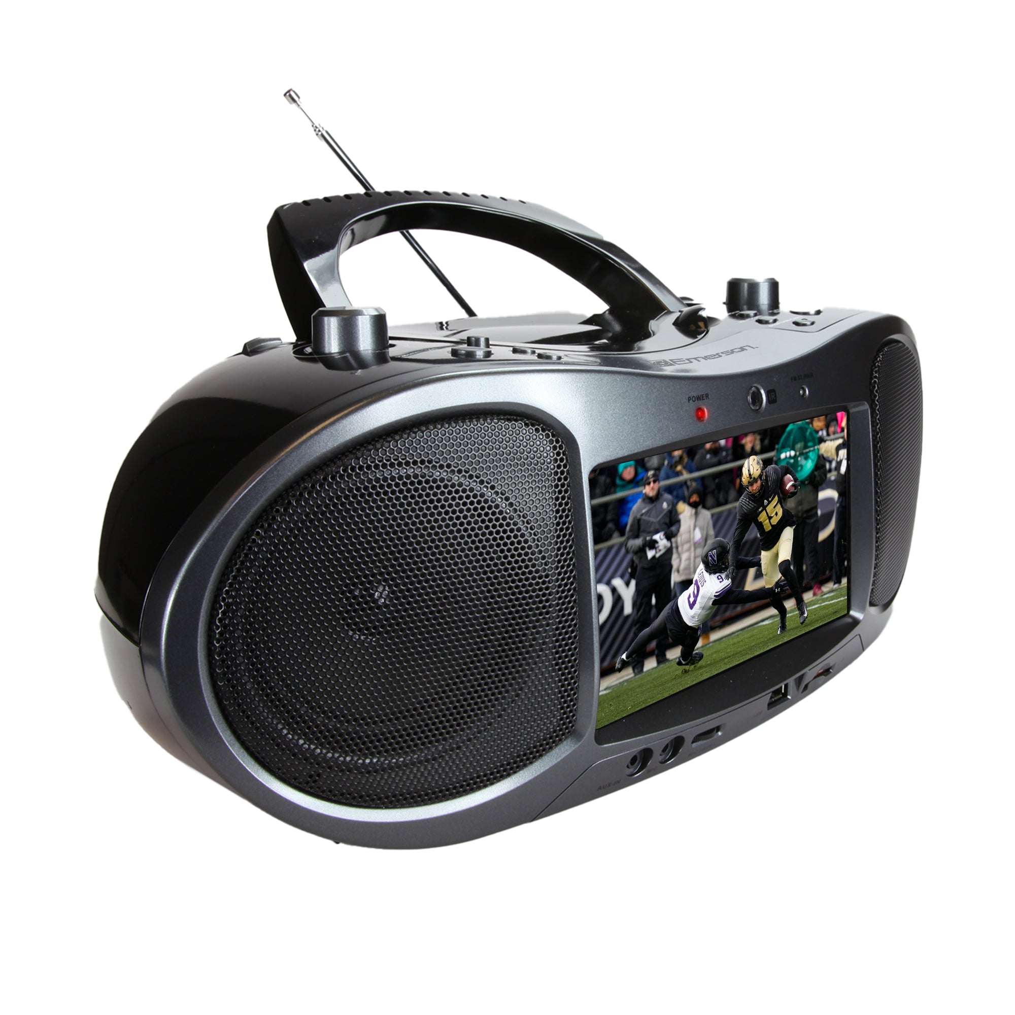 7” Bluetooth® DVD Boombox
with HD-INPUT, AM/FM Radio & Stereo Speakers