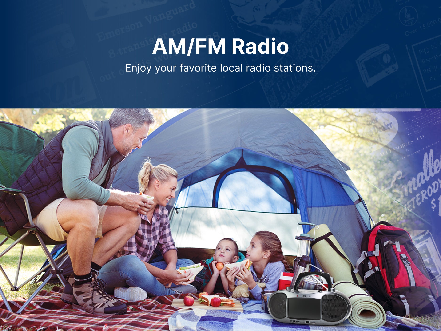 7” Bluetooth® DVD Boombox
with HD-INPUT, AM/FM Radio & Stereo Speakers