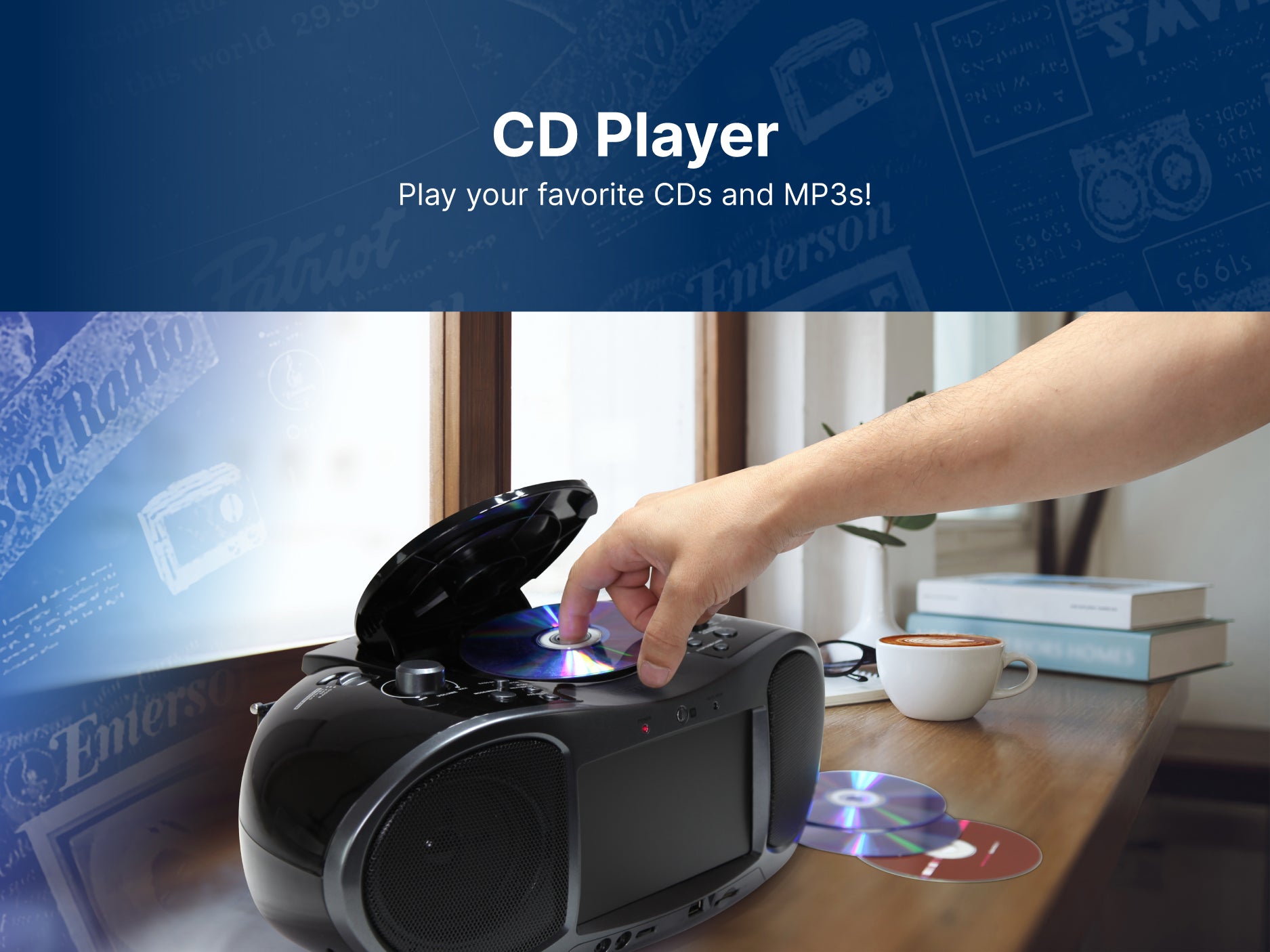 7” Bluetooth® DVD Boombox
with HD-INPUT, AM/FM Radio & Stereo Speakers