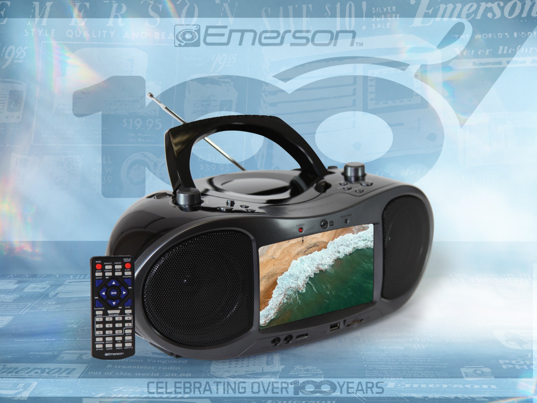 7” Bluetooth® DVD Boombox
with HD-INPUT, AM/FM Radio & Stereo Speakers