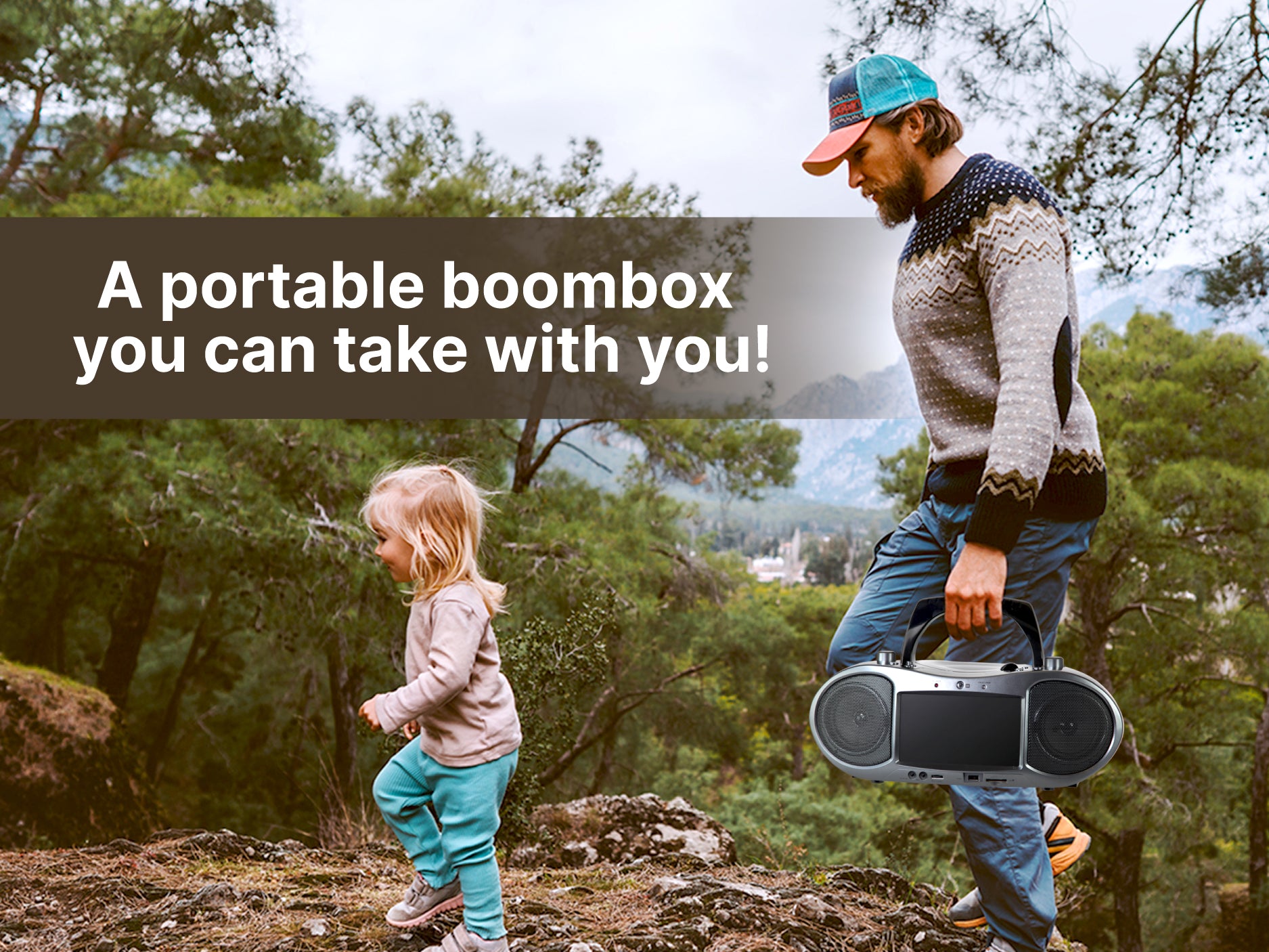 7” Bluetooth® DVD Boombox
with HD-INPUT, AM/FM Radio & Stereo Speakers