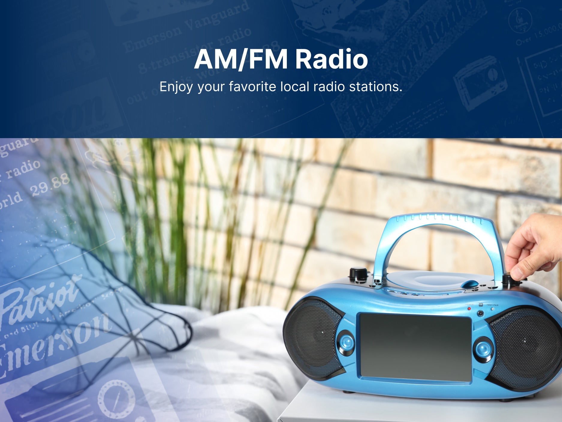 7” Bluetooth® TV & DVD Boombox
with HD-INPUT & Stereo Speakers