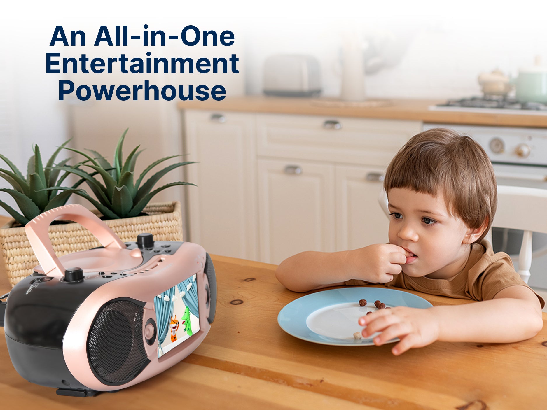 7” Bluetooth® TV & DVD Boombox
with HD-INPUT & Stereo Speakers