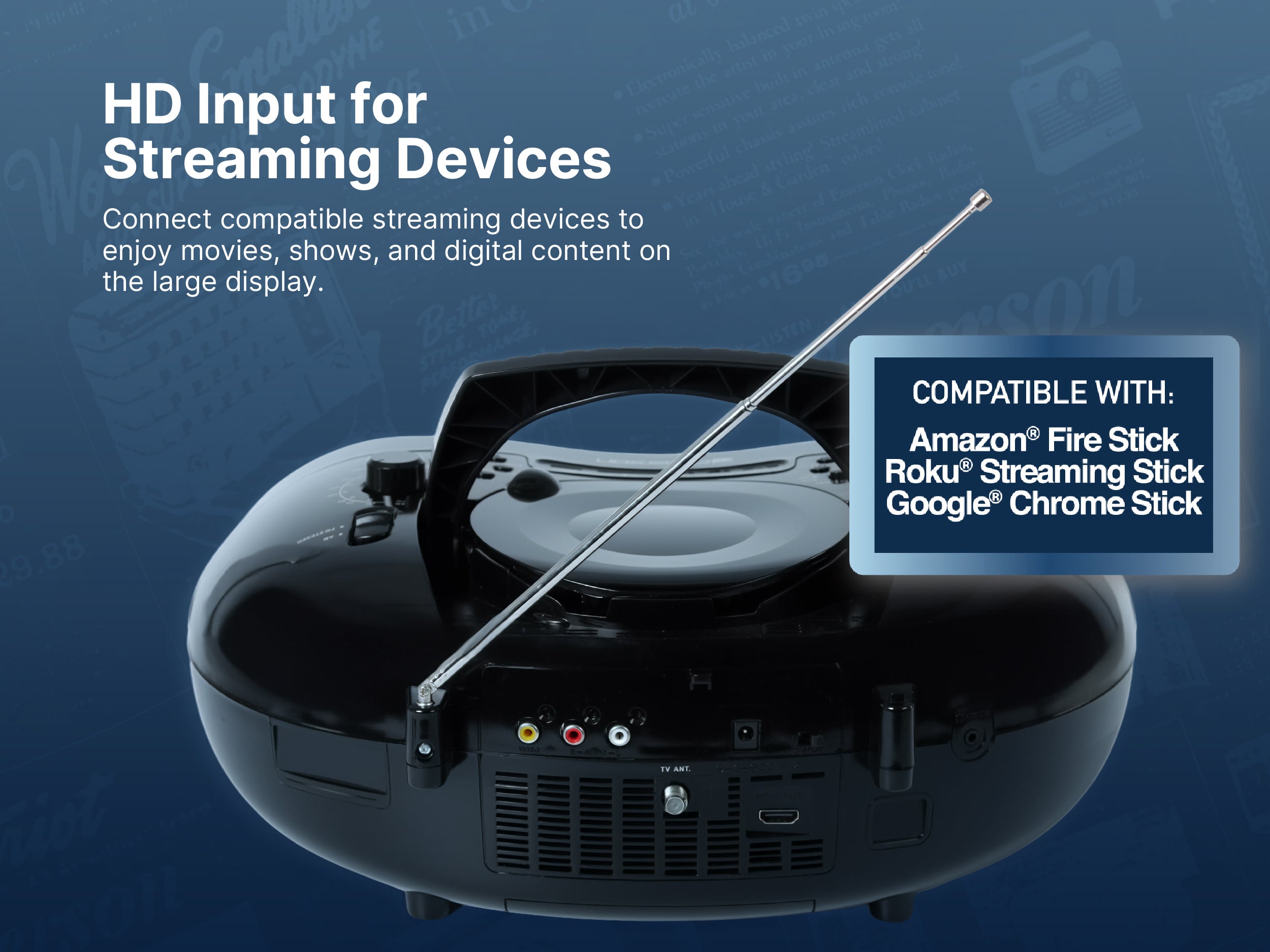 9” TV & DVD Multi-media Boombox with HD-Input